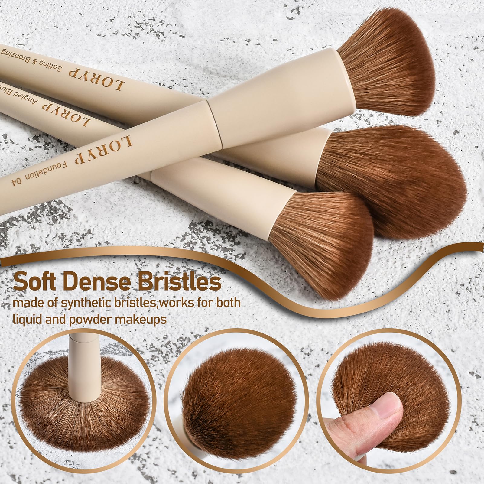 LORYP vegan synthetic bristles minimize shedding for smooth blends
