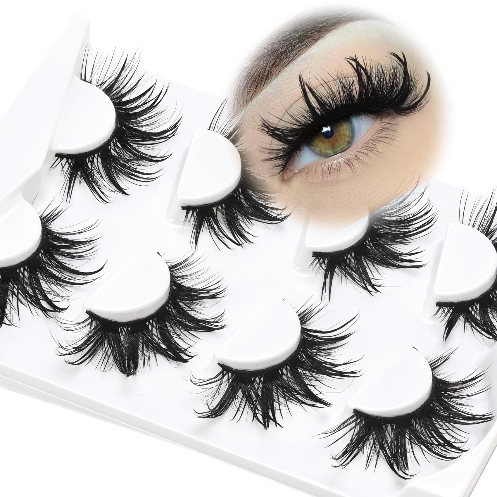 Losha 22mm fluffy lashes with a 3D wet-look for dramatic definition.