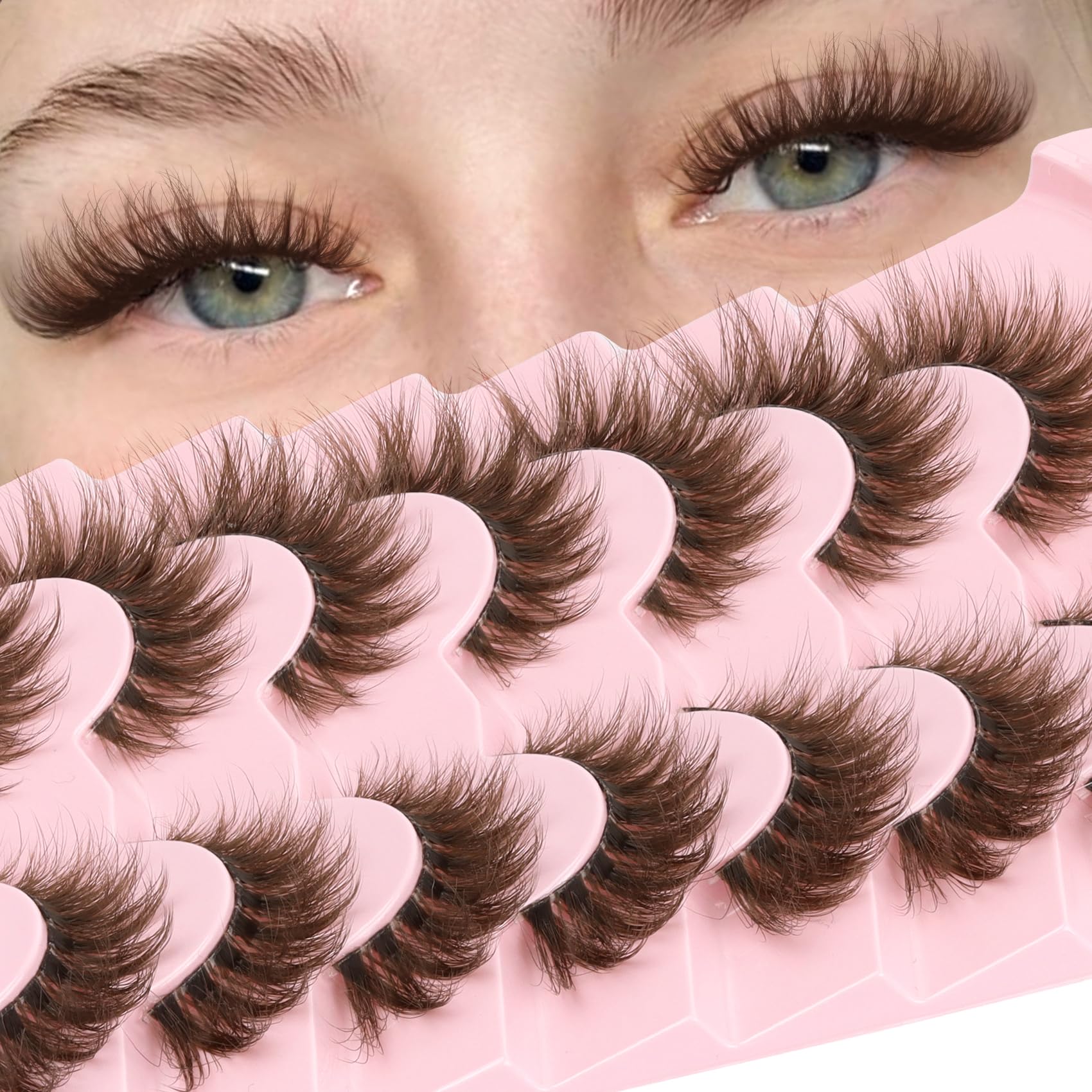 Losha Brown Lashes fluffy cat eye for a natural lifted look