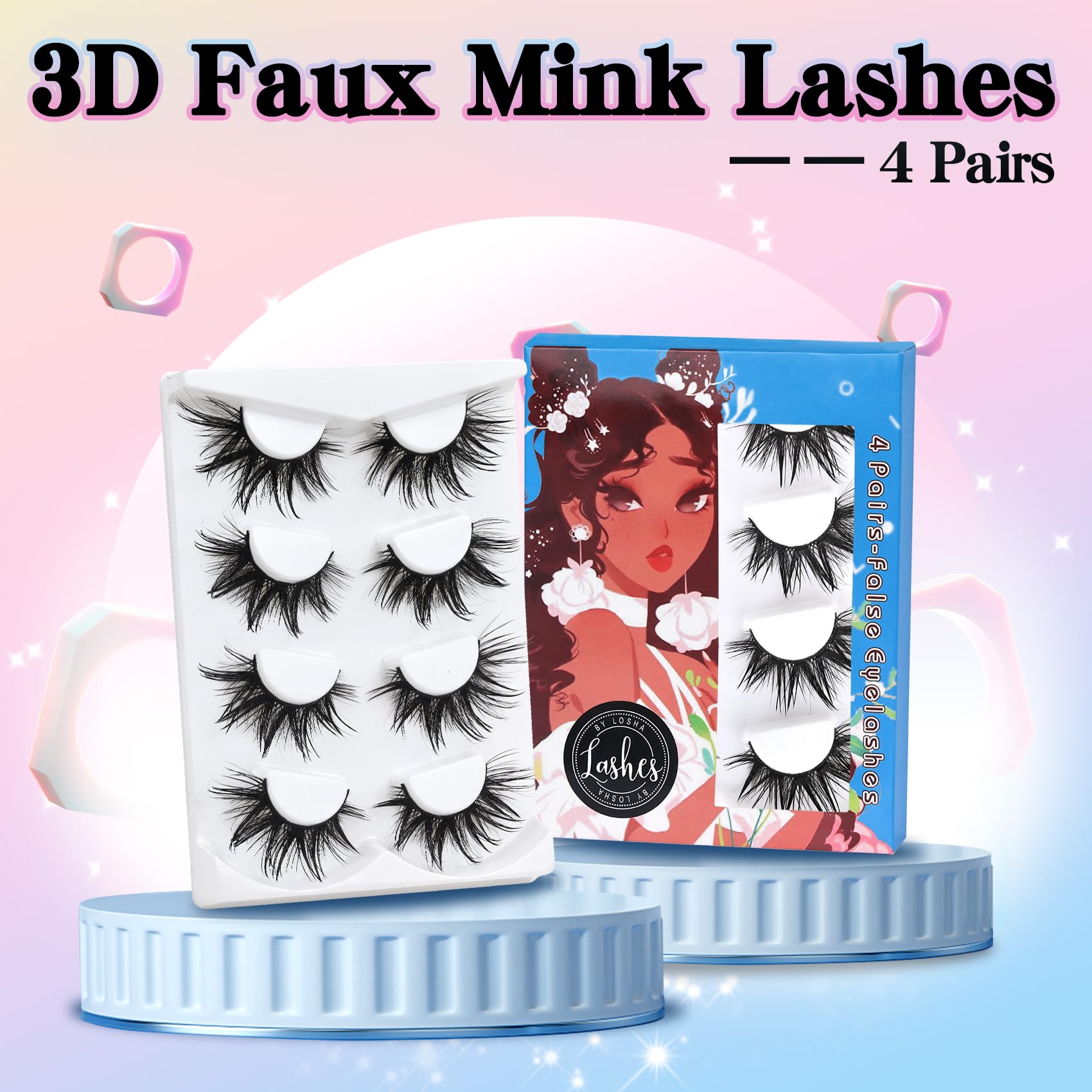 Losha durable reusable lashes up to 15 uses with proper care.