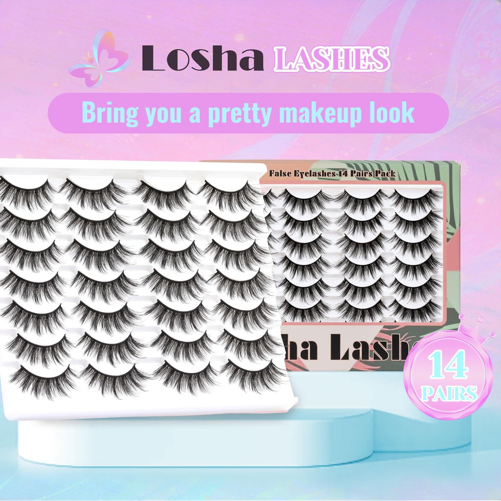 Losha cat-eye shape 14-pairs for definition and lift