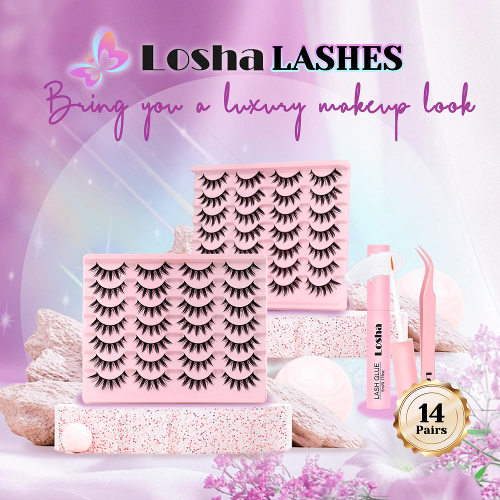Losha Lashes beginner-friendly application with glue and tweezer included.