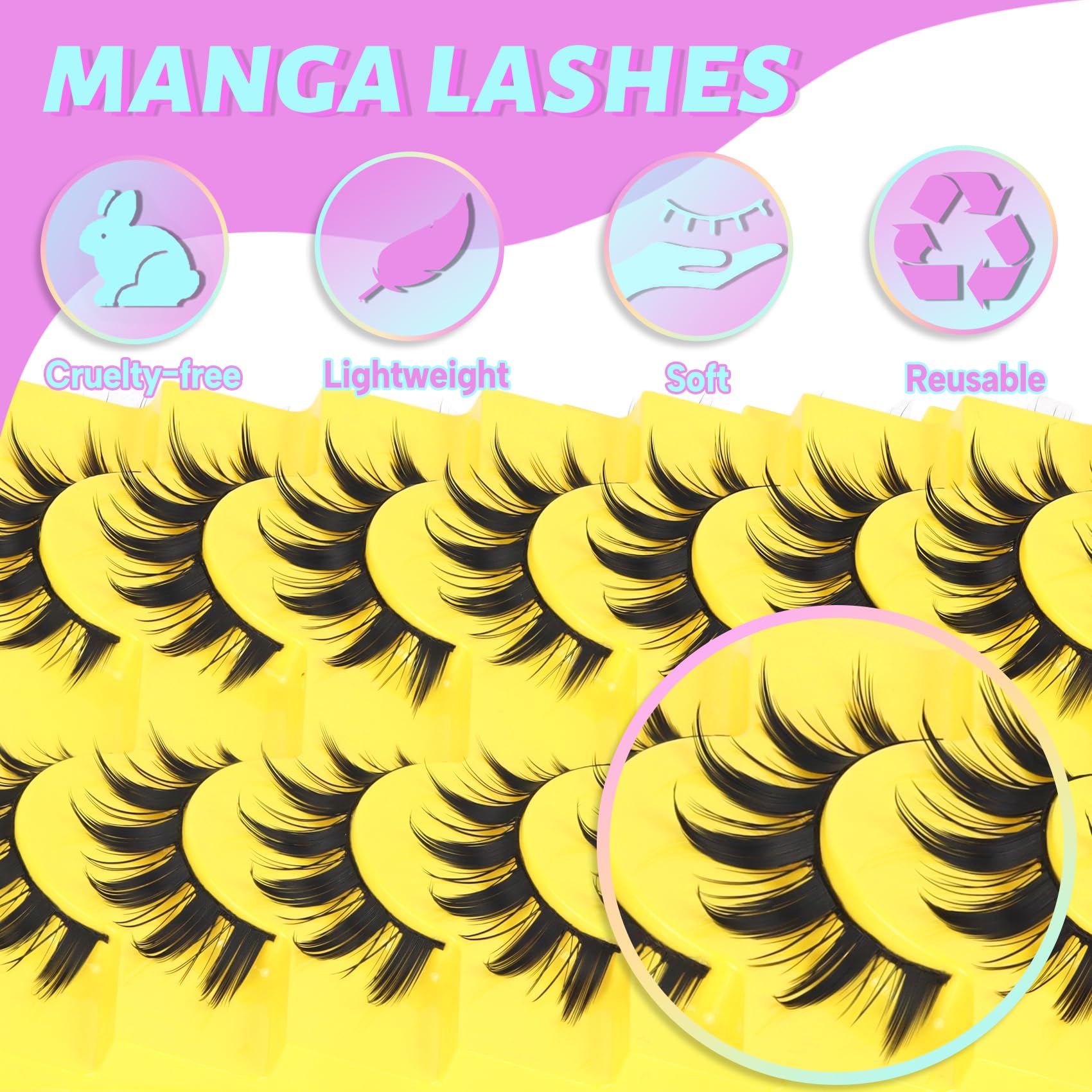 Losha Lashes cruelty-free synthetic fibers for comfortable wear.