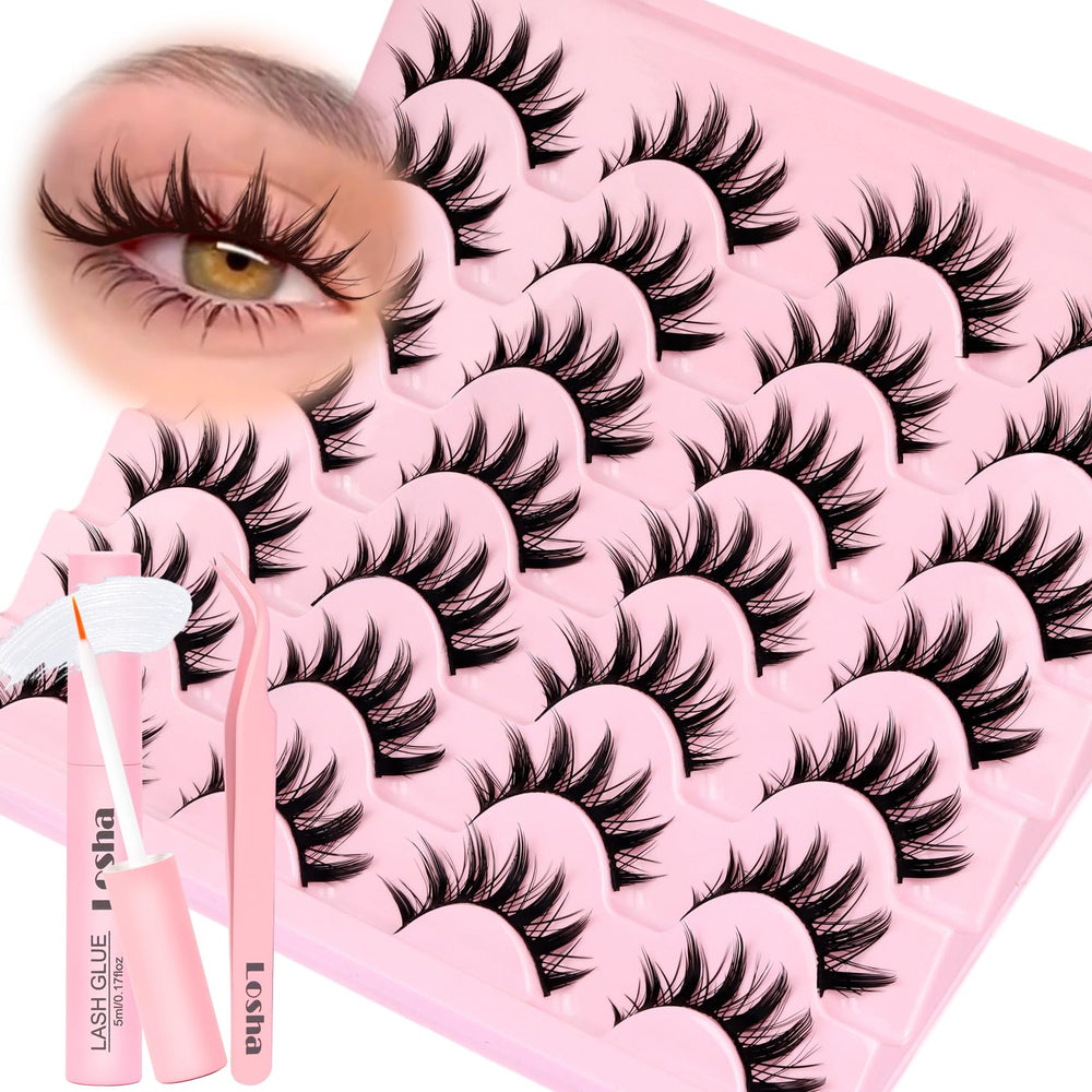 Losha Lashes Spiky Manga Lashes close-up showing wispy, spiky design for anime looks.