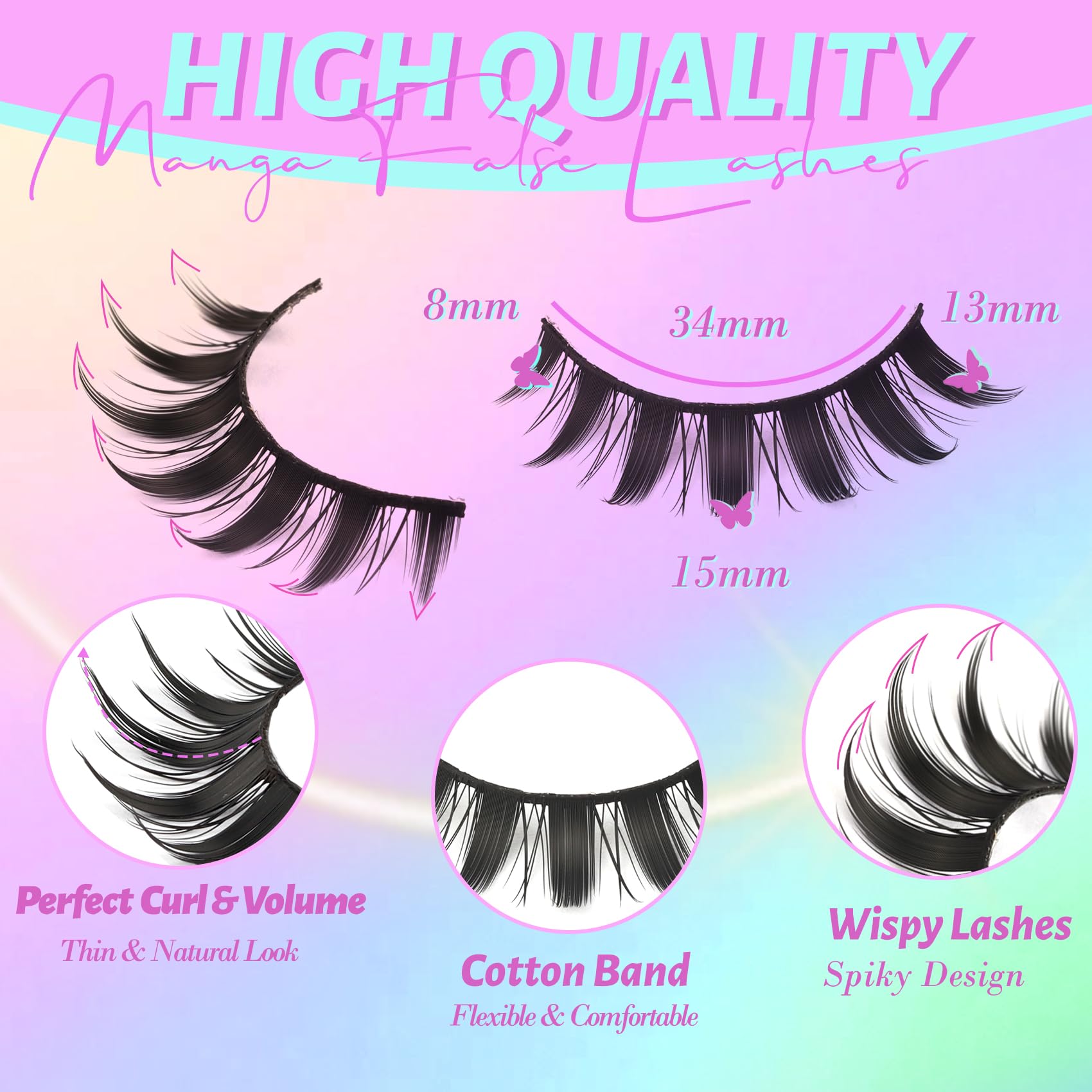 Losha Lashes wispy 8D anime lashes with fluffy volume.