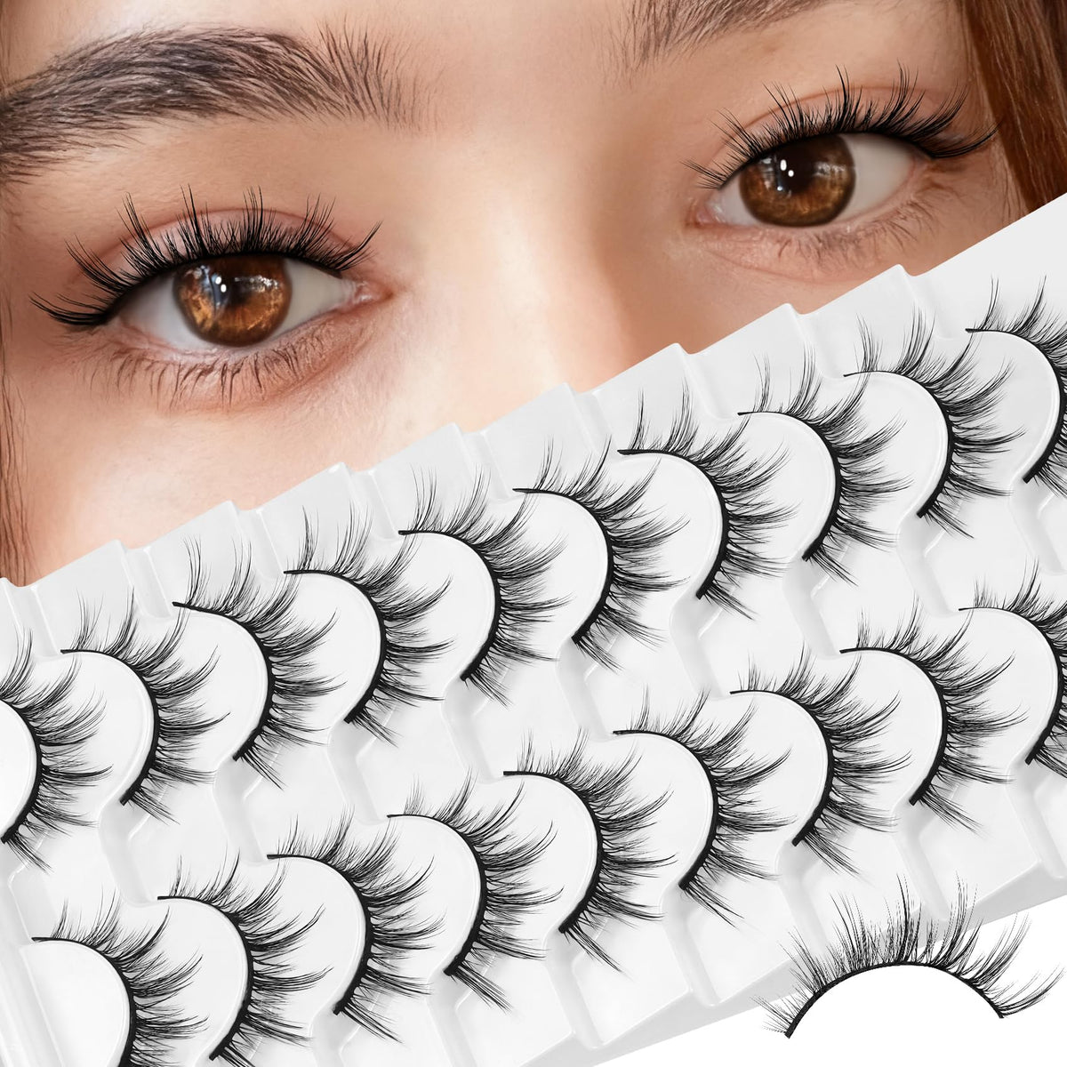 Losha Manga Lashes fluffy pack with crisscross clusters for a natural vivid look