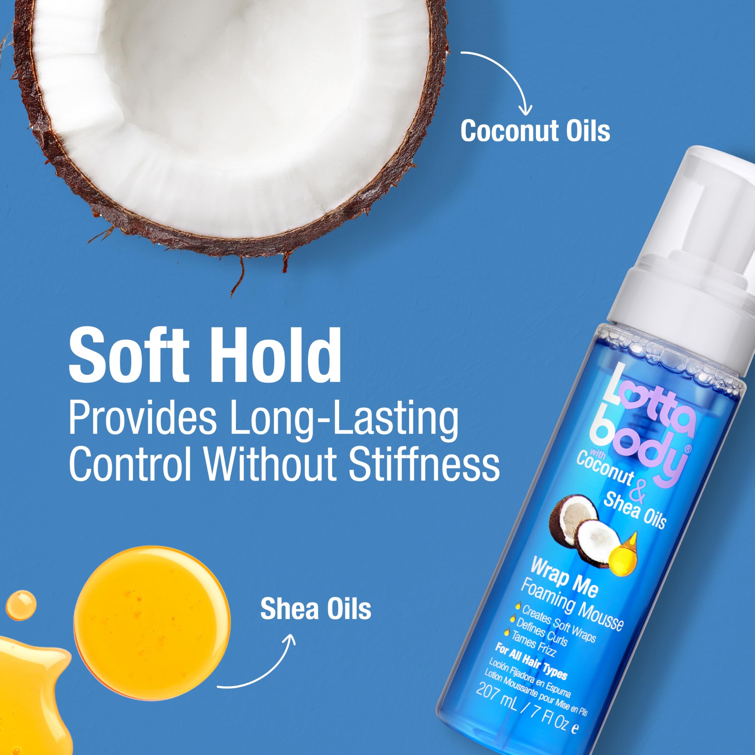 Coconut oil and shea blend foam texture on hair by Lottabody
