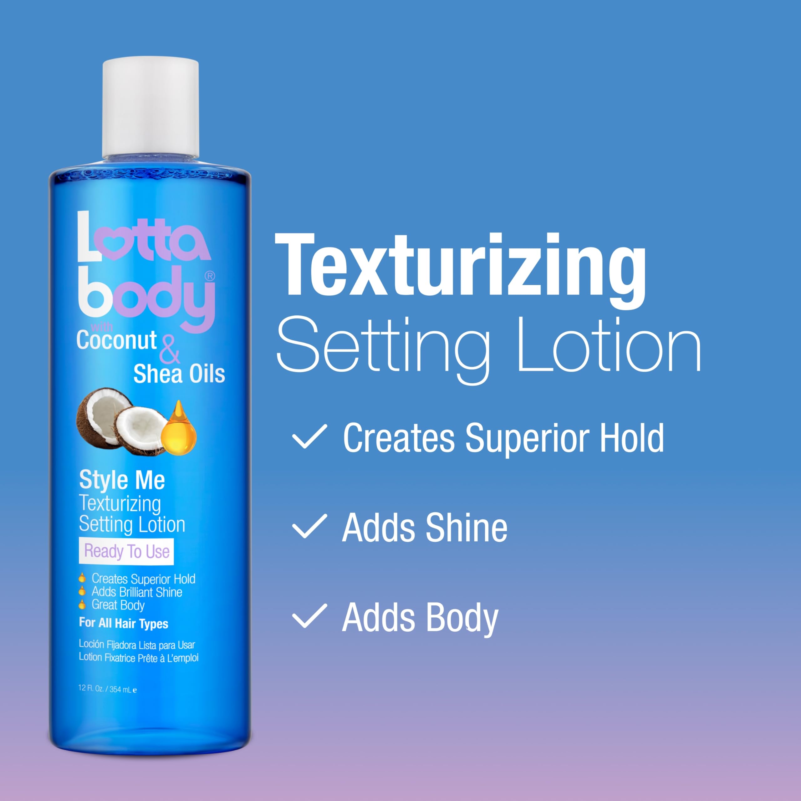 Lottabody loción texturizante, cabello brillante y sedoso tras el peinado.