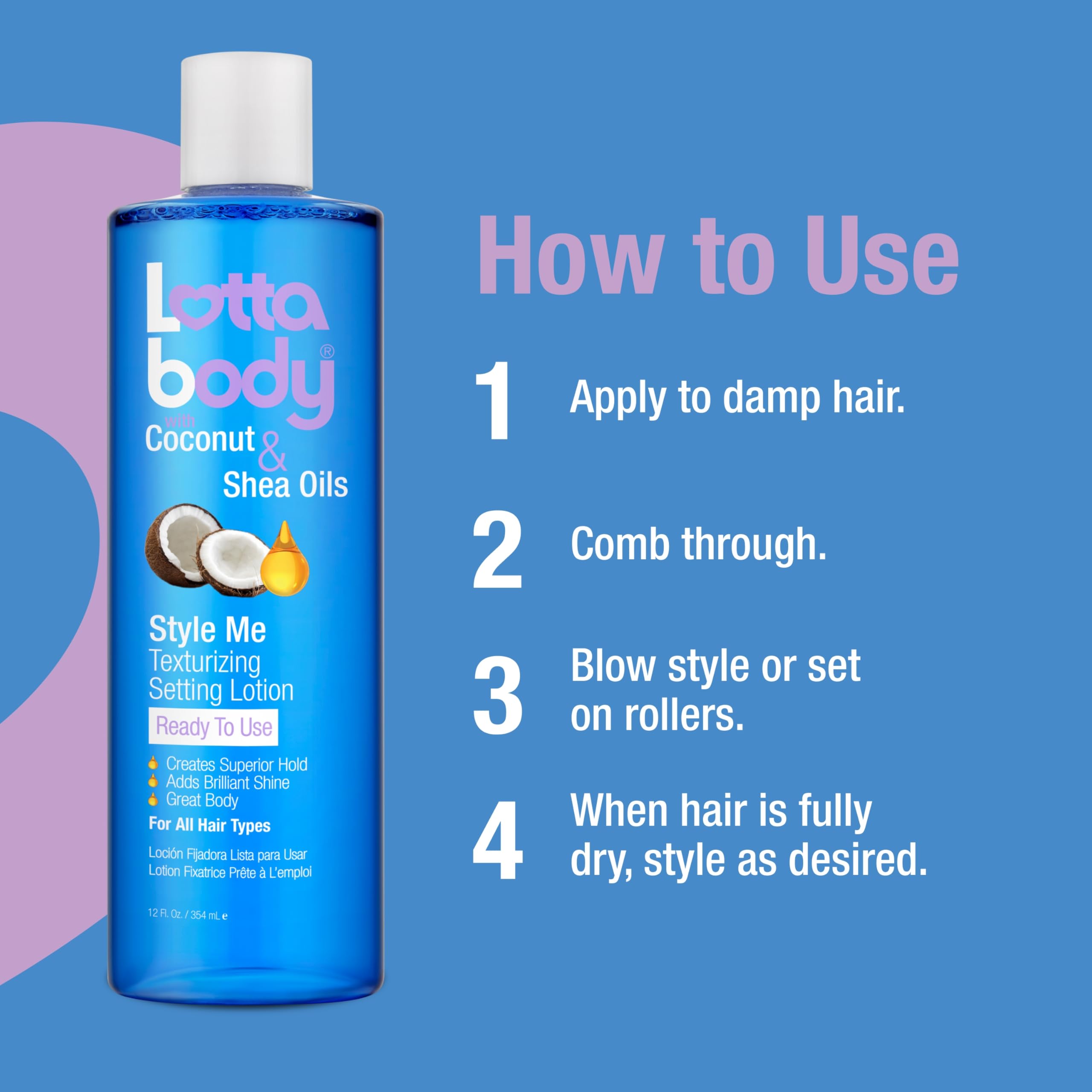 Lottabody loción texturizante, cabello peinado con fijación firme y manejable.