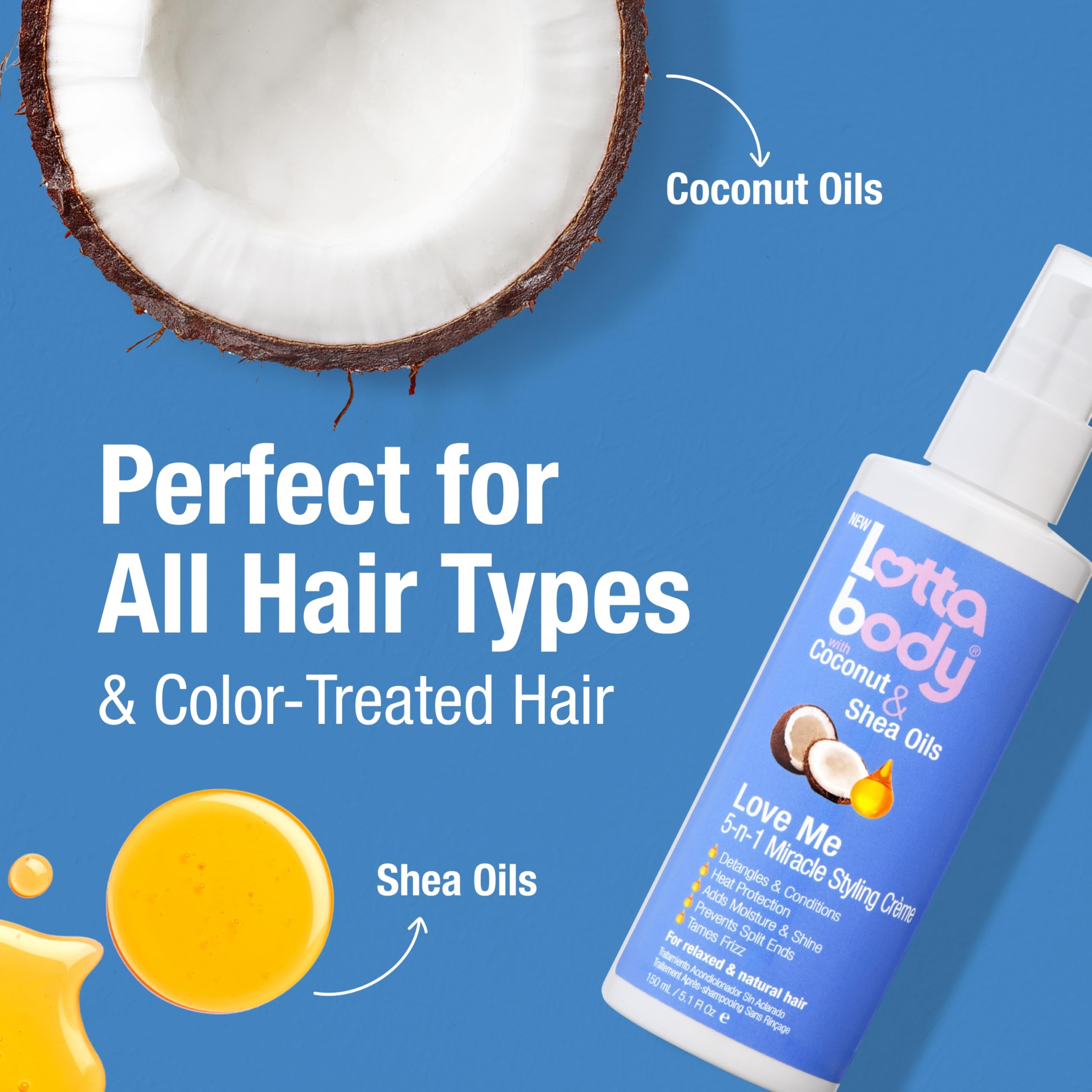 Lottabody Love Me 5-n-1 detangles curls for smoother styling.
