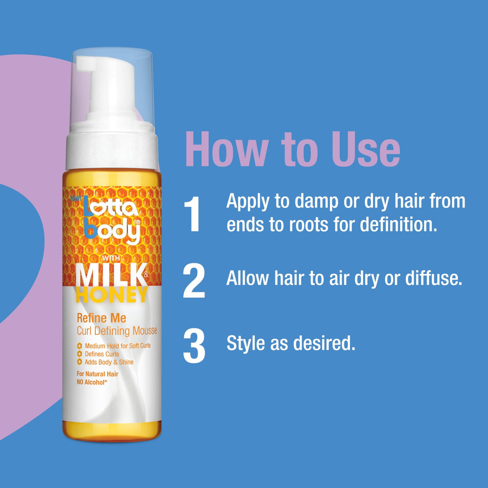 Shiny, hydrated curls from honey-infused moisture in Refine Me Mousse.
