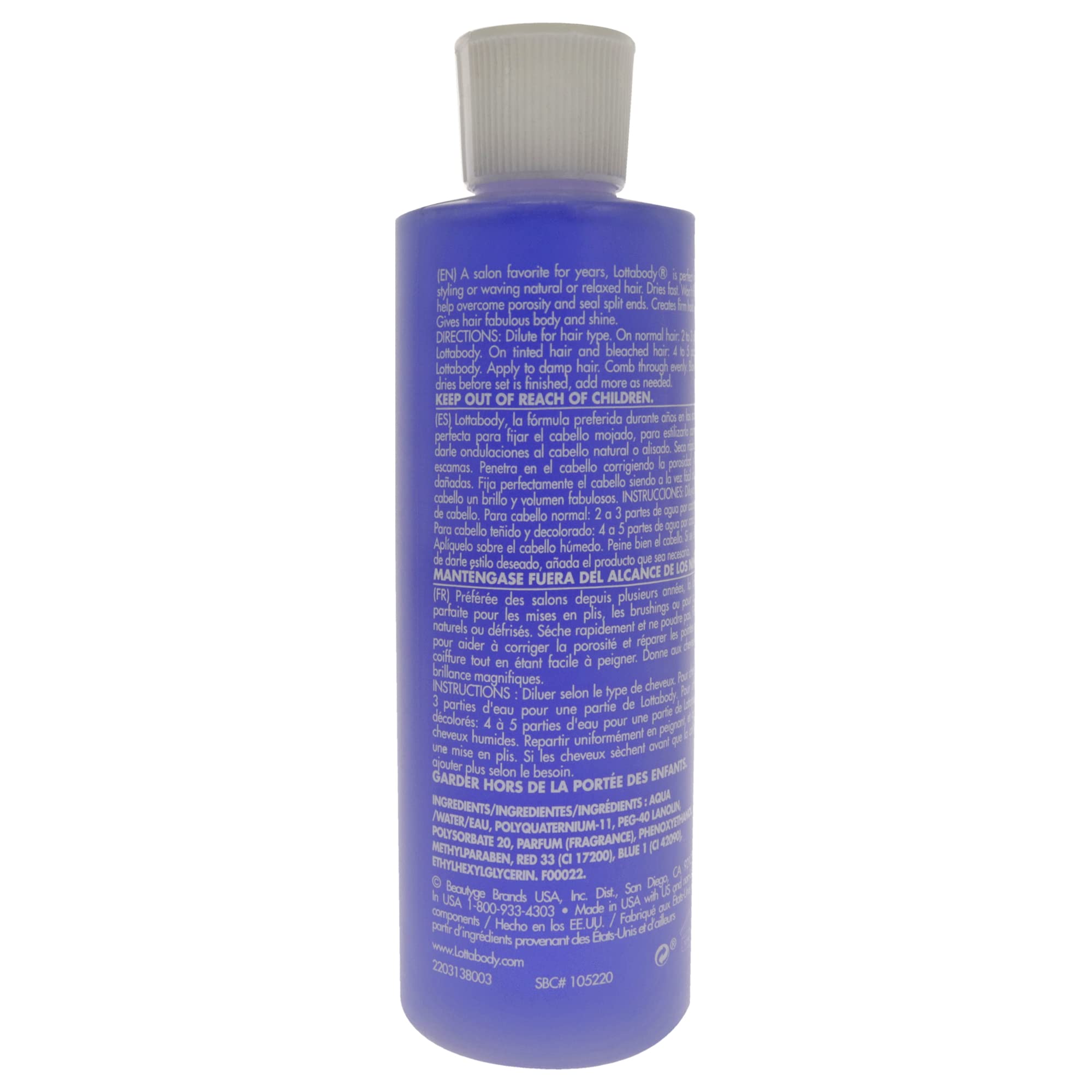 Lotta Body setting lotion applied to hair for added body and hold.