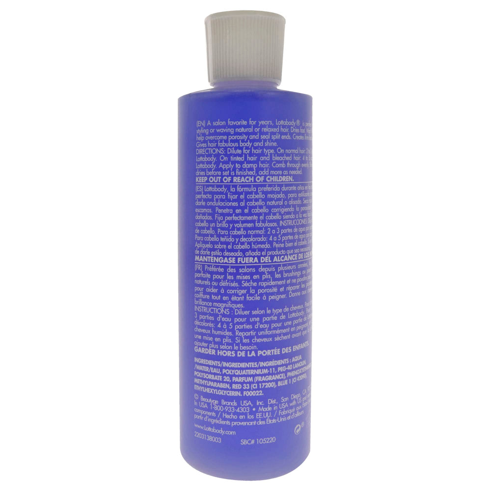 Lotta Body setting lotion applied to hair for added body and hold.