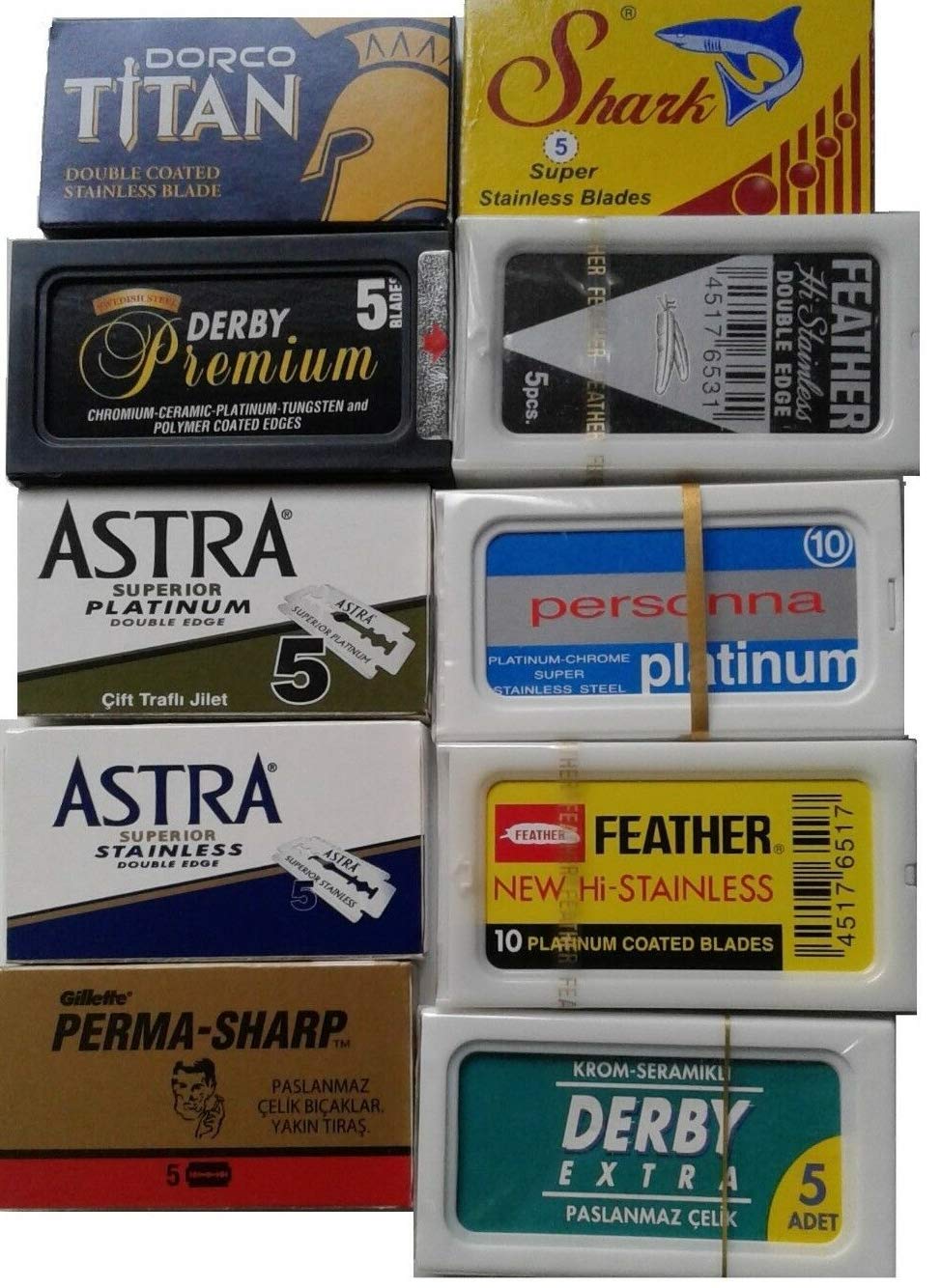 Lotus Feather blades sampler display for versatile shaving options