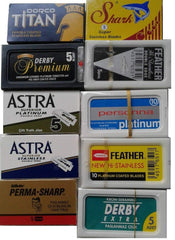 Lotus Feather blades sampler display for versatile shaving options