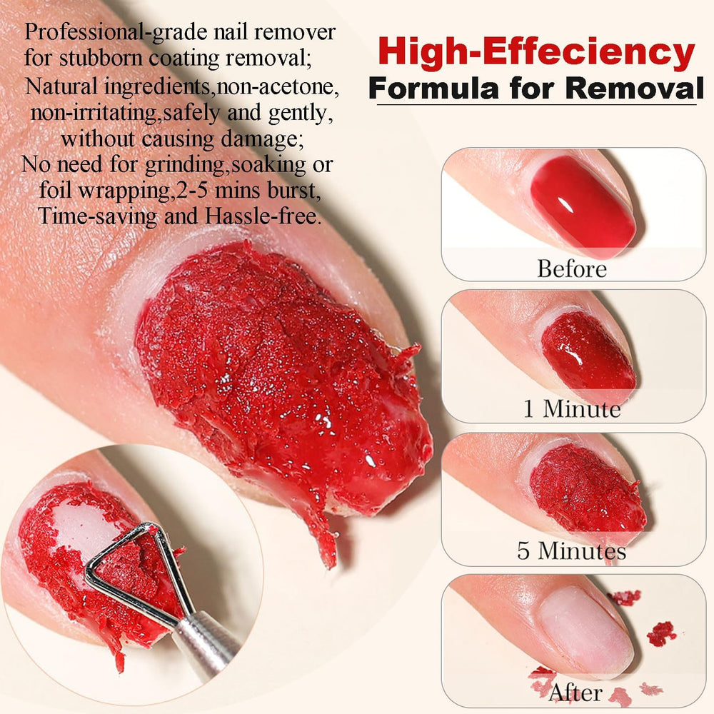 LOUINSTIC gel remover applied on nail for rapid removal without damage.