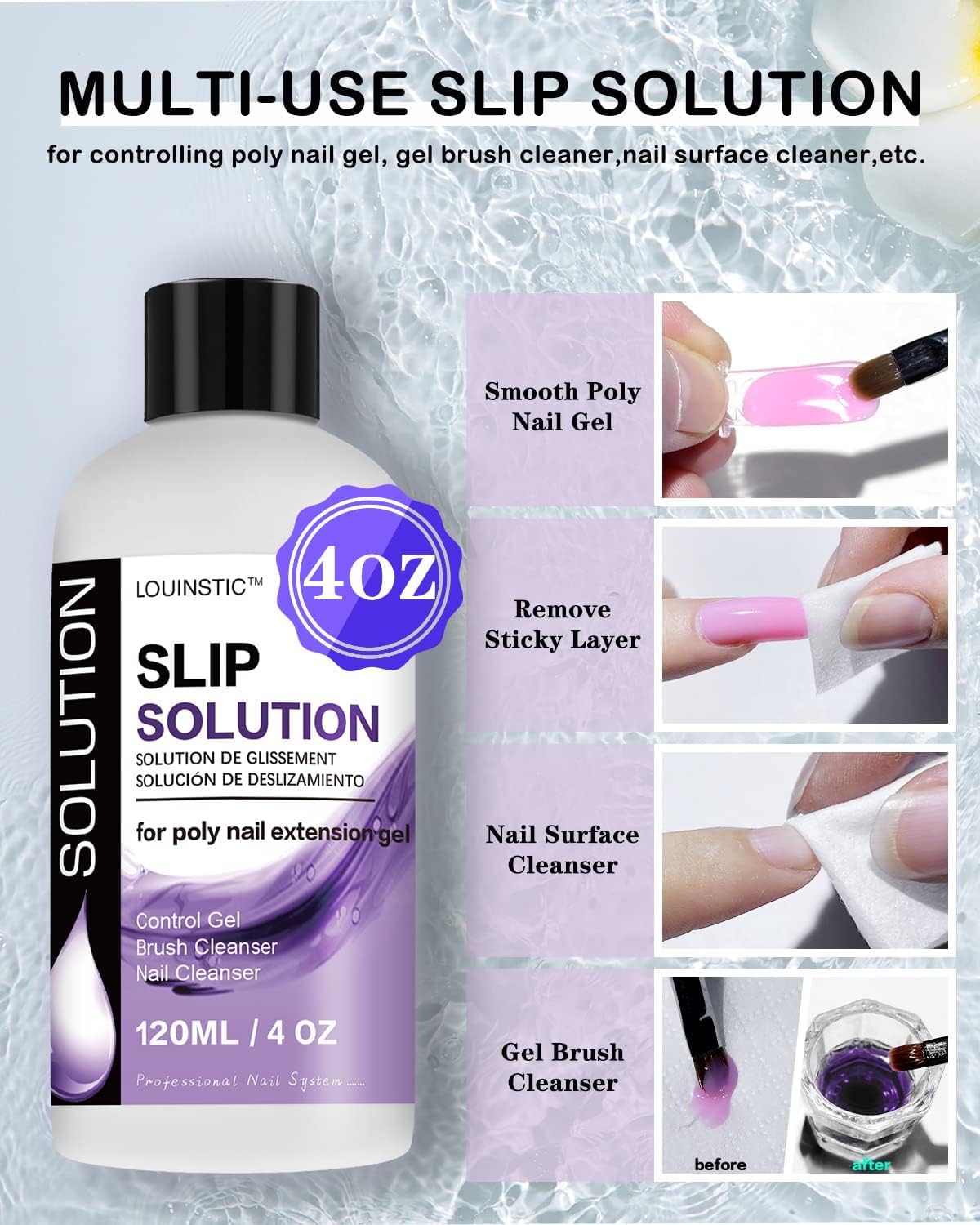 LOUINSTIC brush-cleanser cup demonstrates convenient tool for quick cleanup between steps
