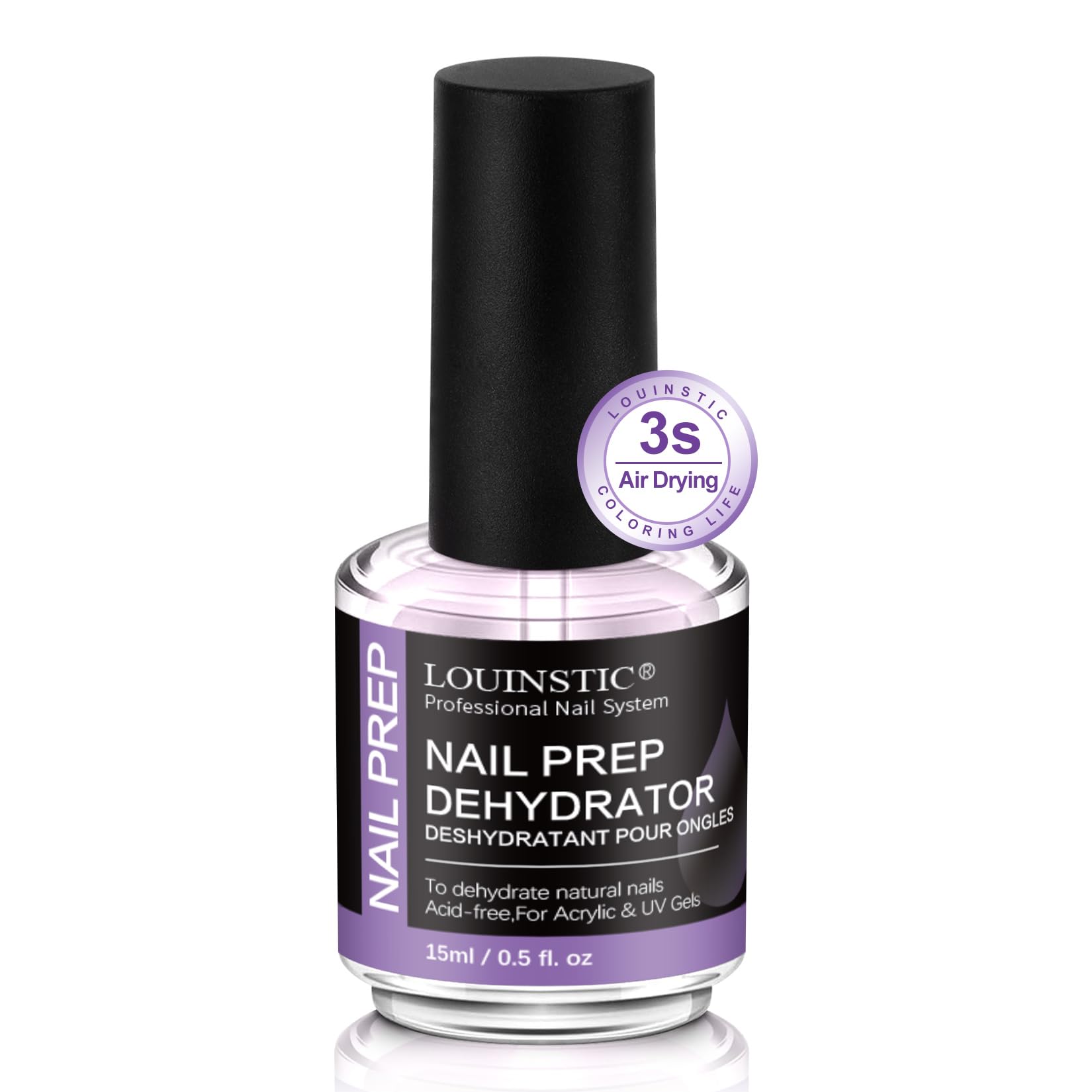 LOUINSTIC Deshidratante sin ácido: botella de 15 ml para base limpia y adherencia óptima