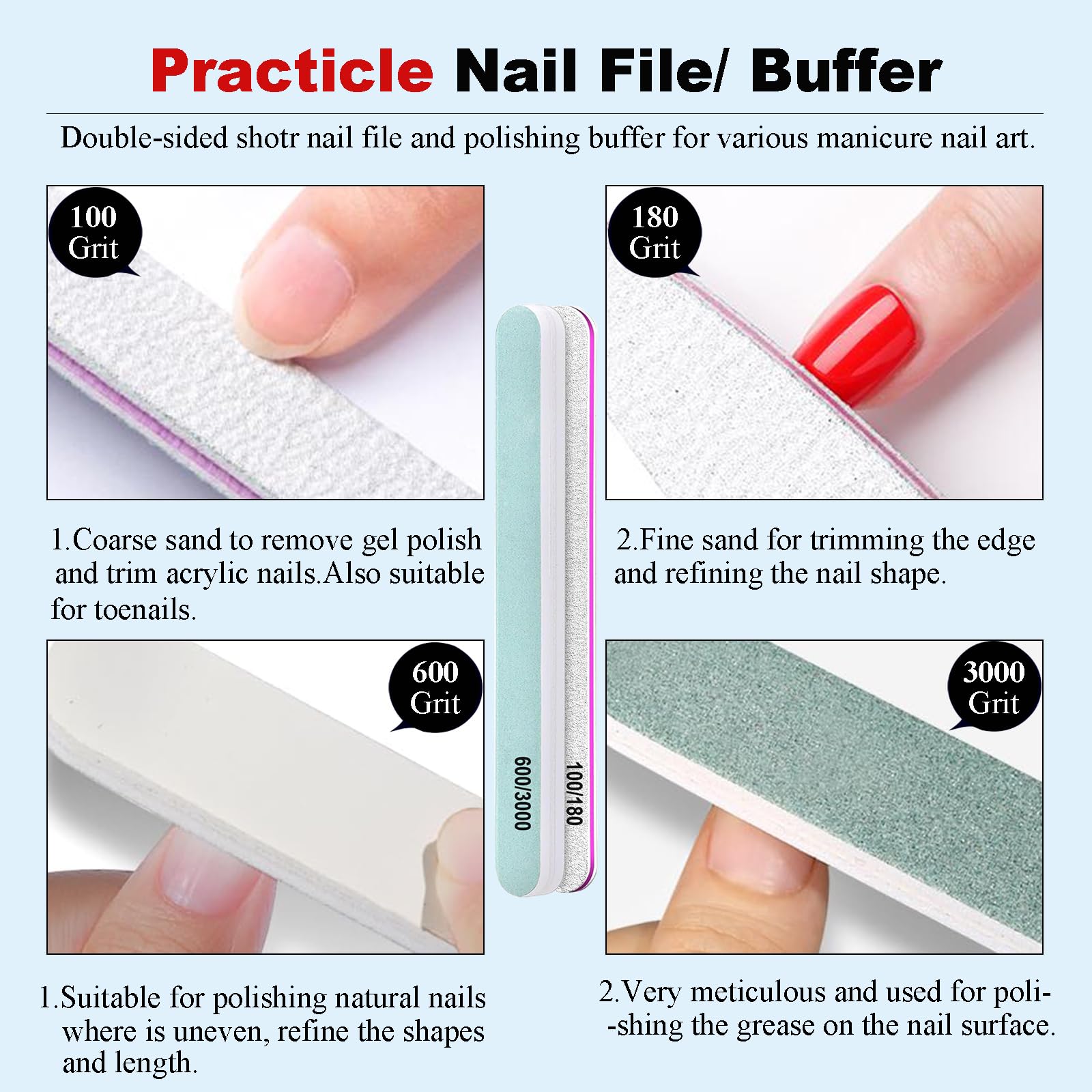 LOUINSTIC included nail file and buffer for a clean finish.