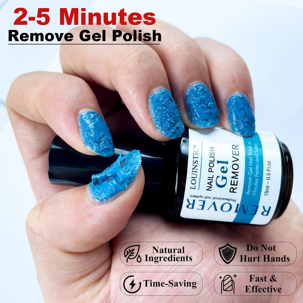 LOUINSTIC Removedor de Esmalte Gel lima incluida para acabado suave.