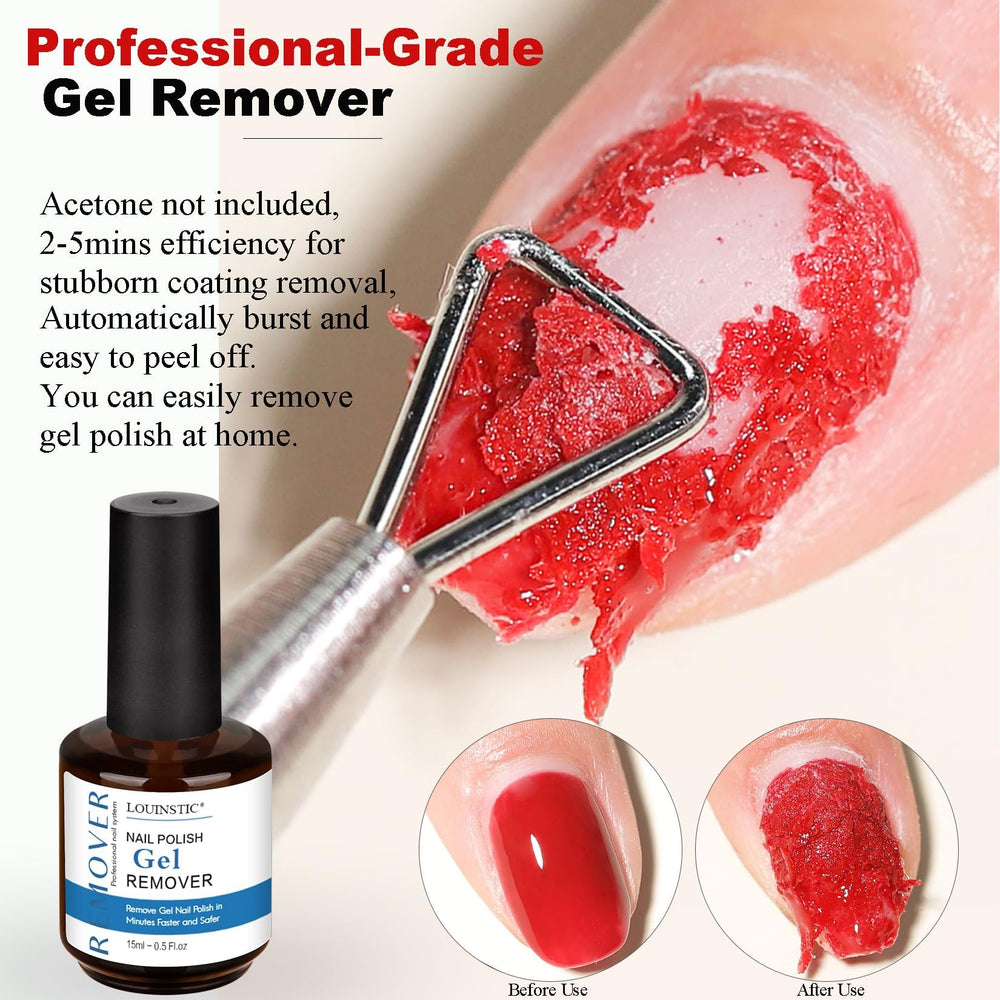 LOUINSTIC Removedor de Esmalte Gel con 3 pasos para retirada suave.