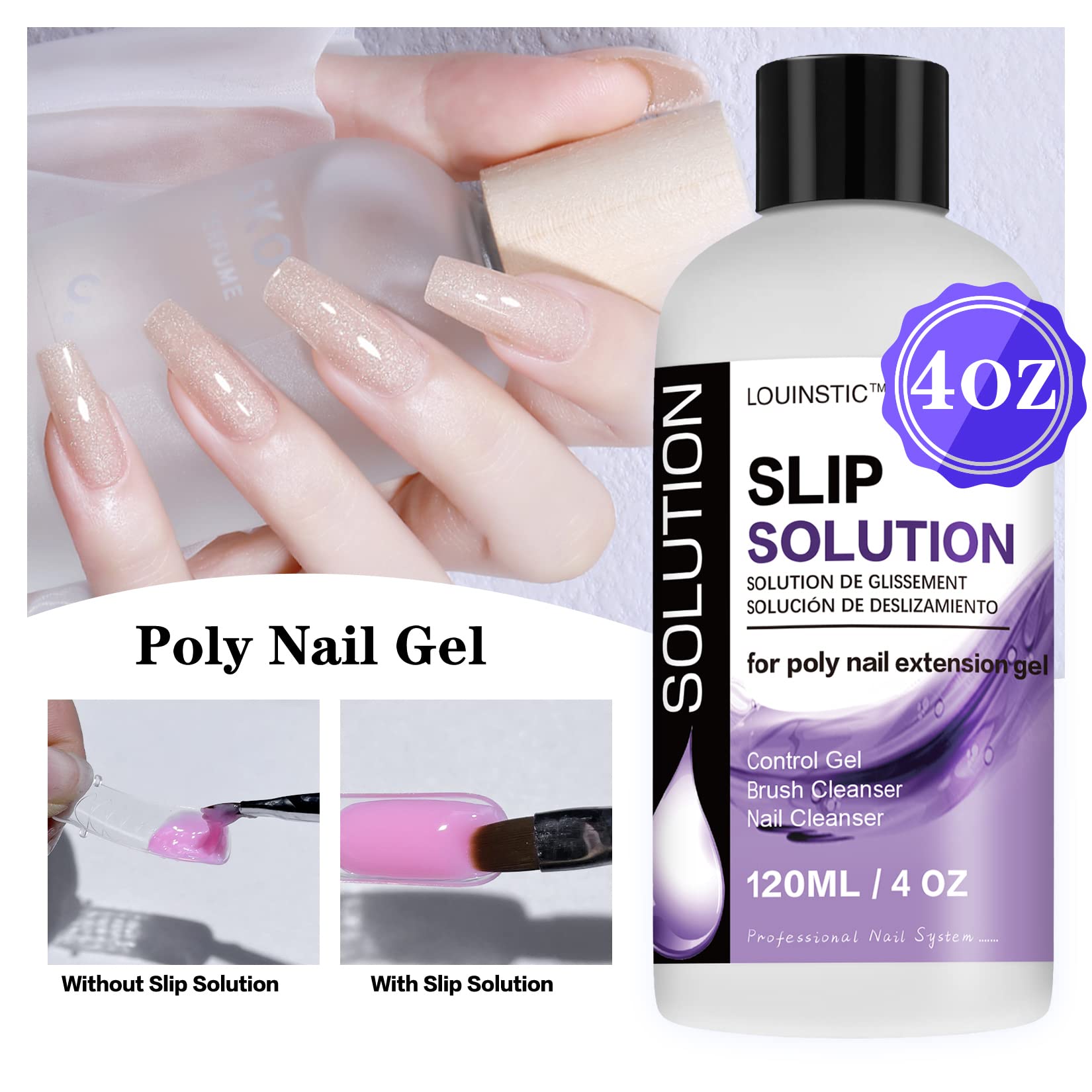 LOUINSTIC Slip Solution brush cleaner cap keeping tools clean between steps