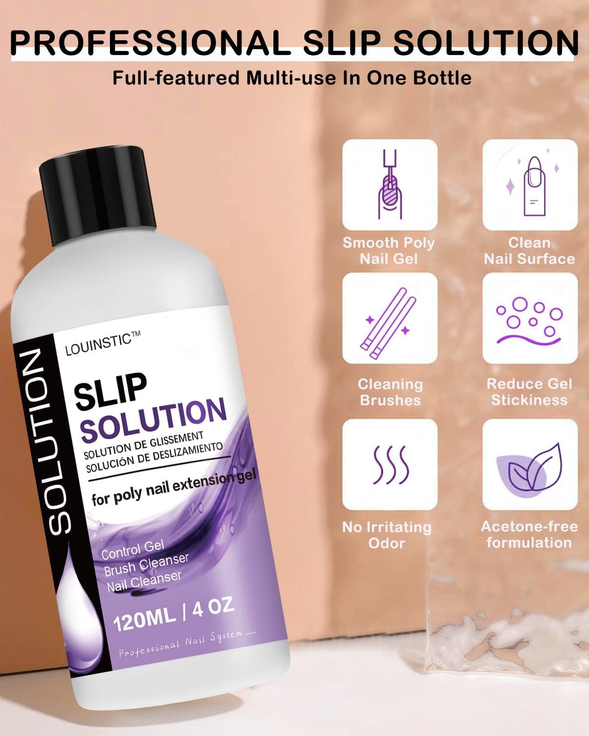 LOUINSTIC tacky remover highlights residue-free cured nails for lasting shine