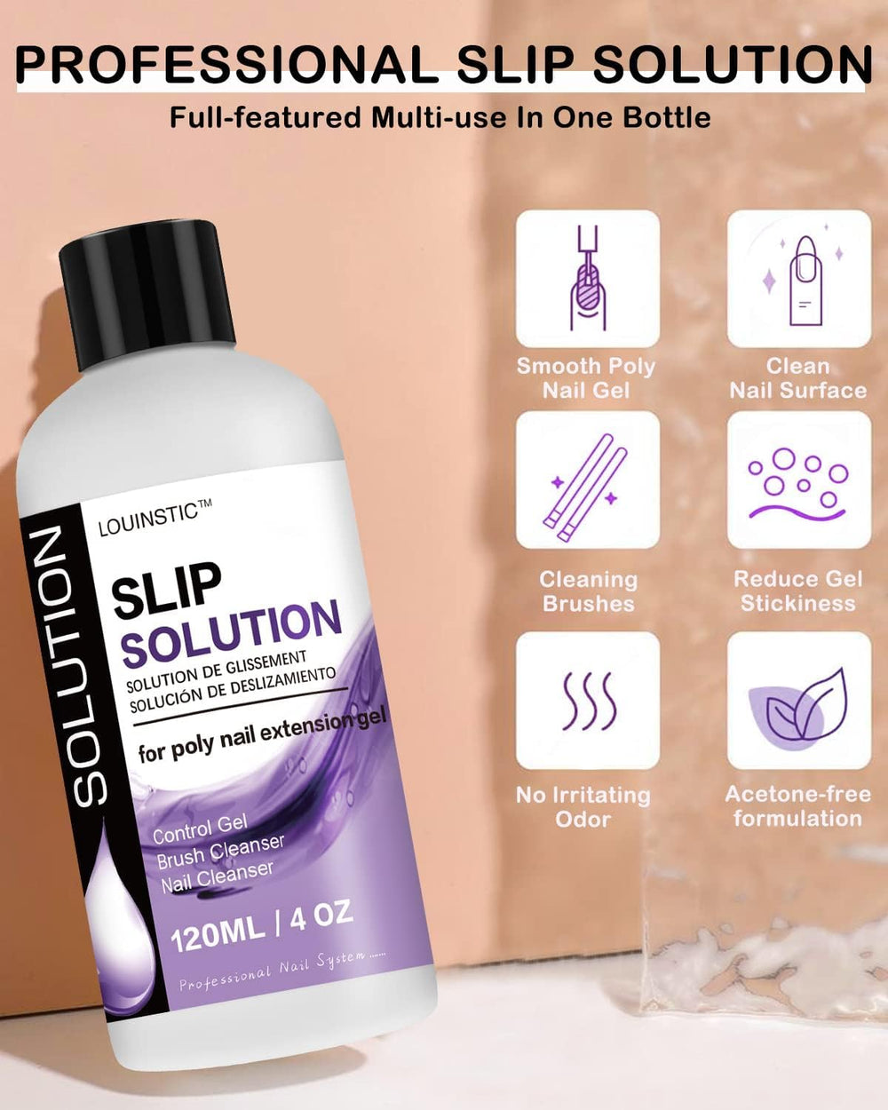 LOUINSTIC tacky remover highlights residue-free cured nails for lasting shine
