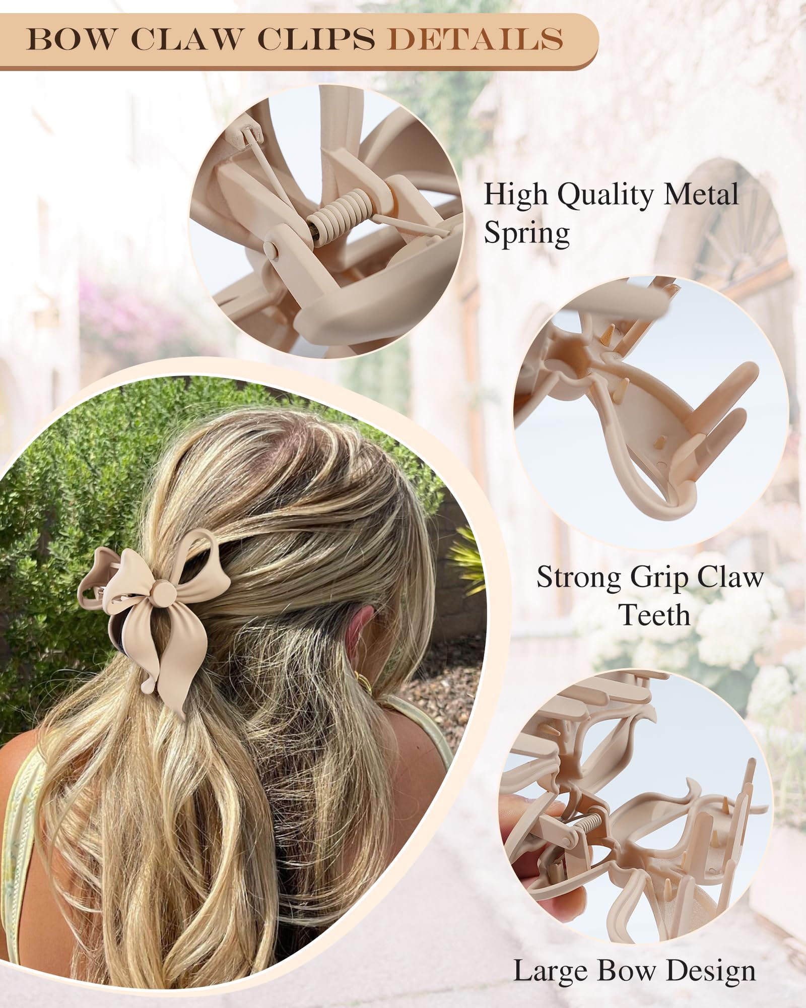 Lourny bow hair clip in dark brown ideal for long, layered styles