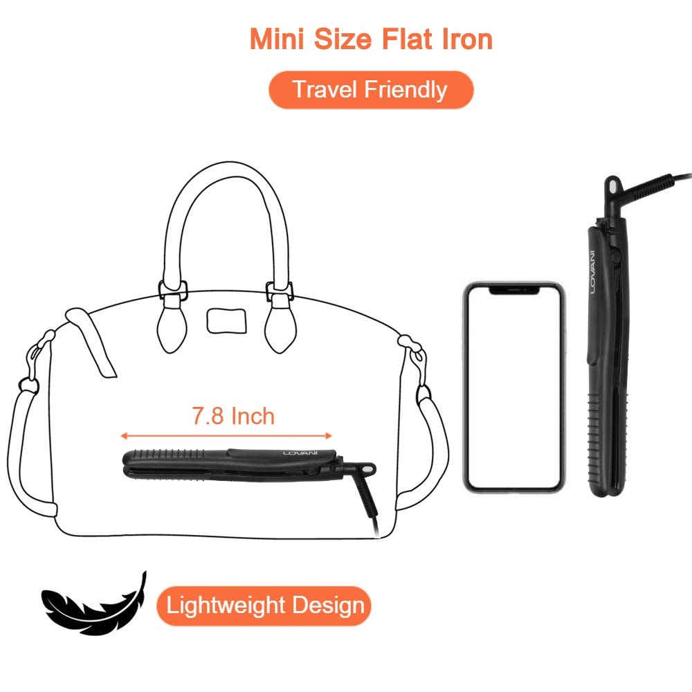 LOVANI mini flat iron ergonomic design for smooth, precise styling.