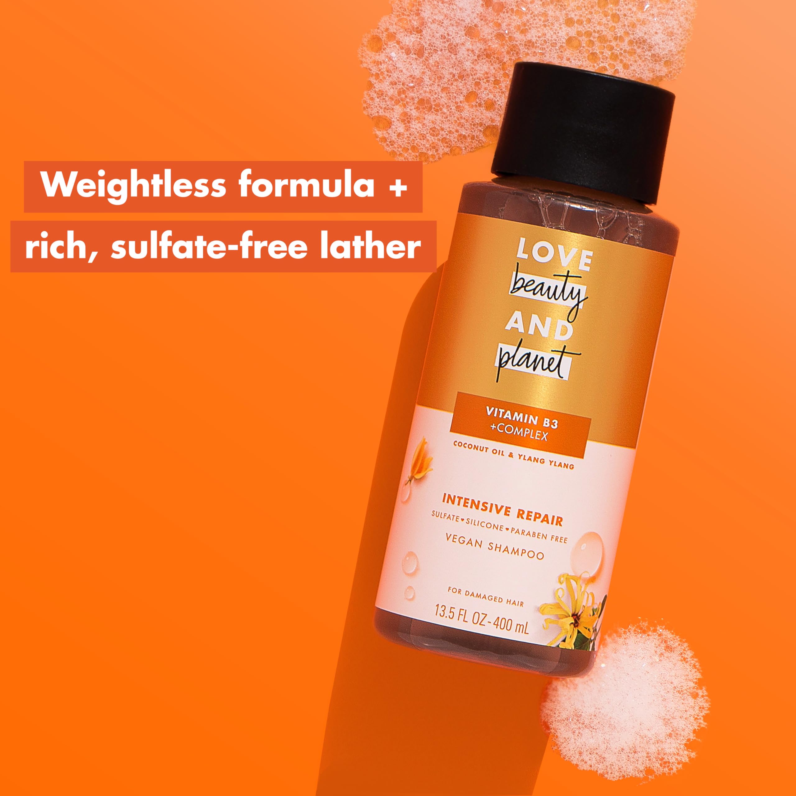 Love Beauty and Planet Vitamin B3 Complex infographic highlighting bond-strengthening benefits.