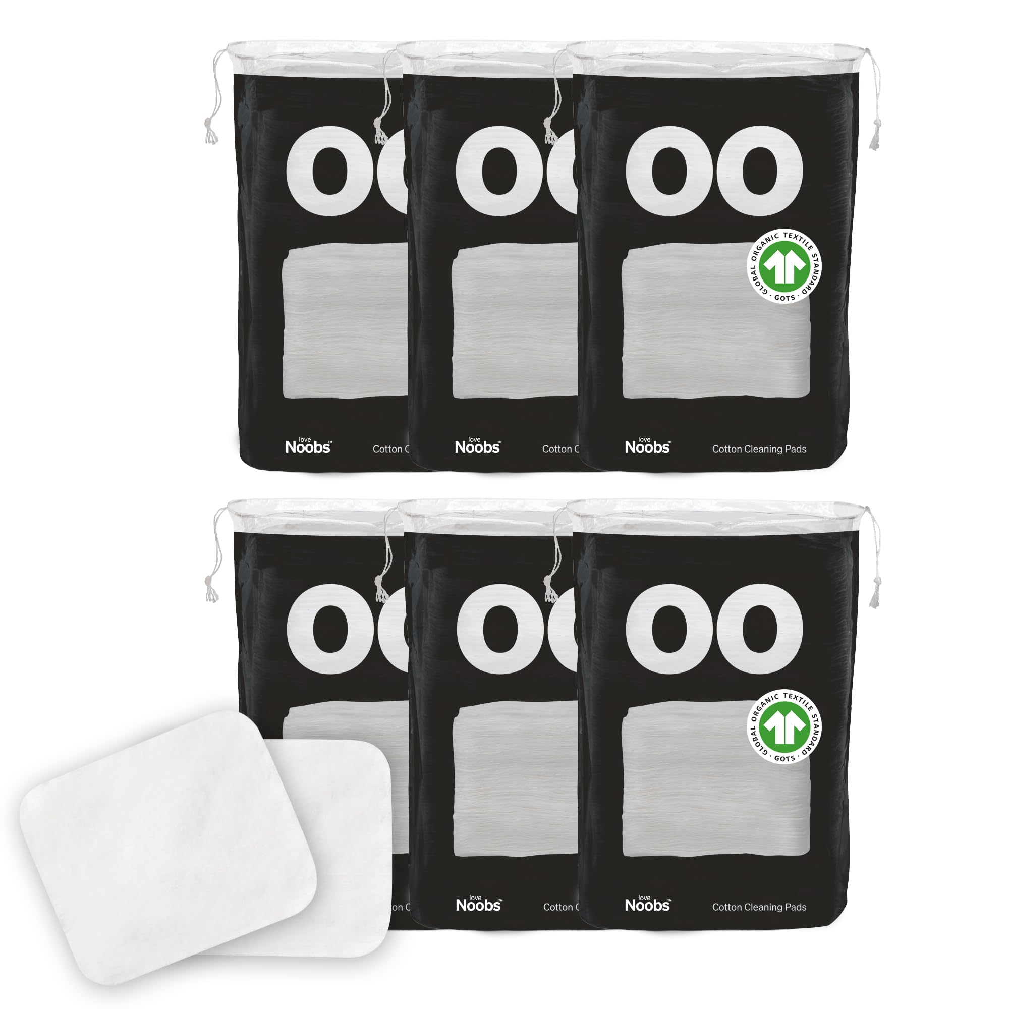 Love Noobs packaging with 360-count pads for diaper changes.