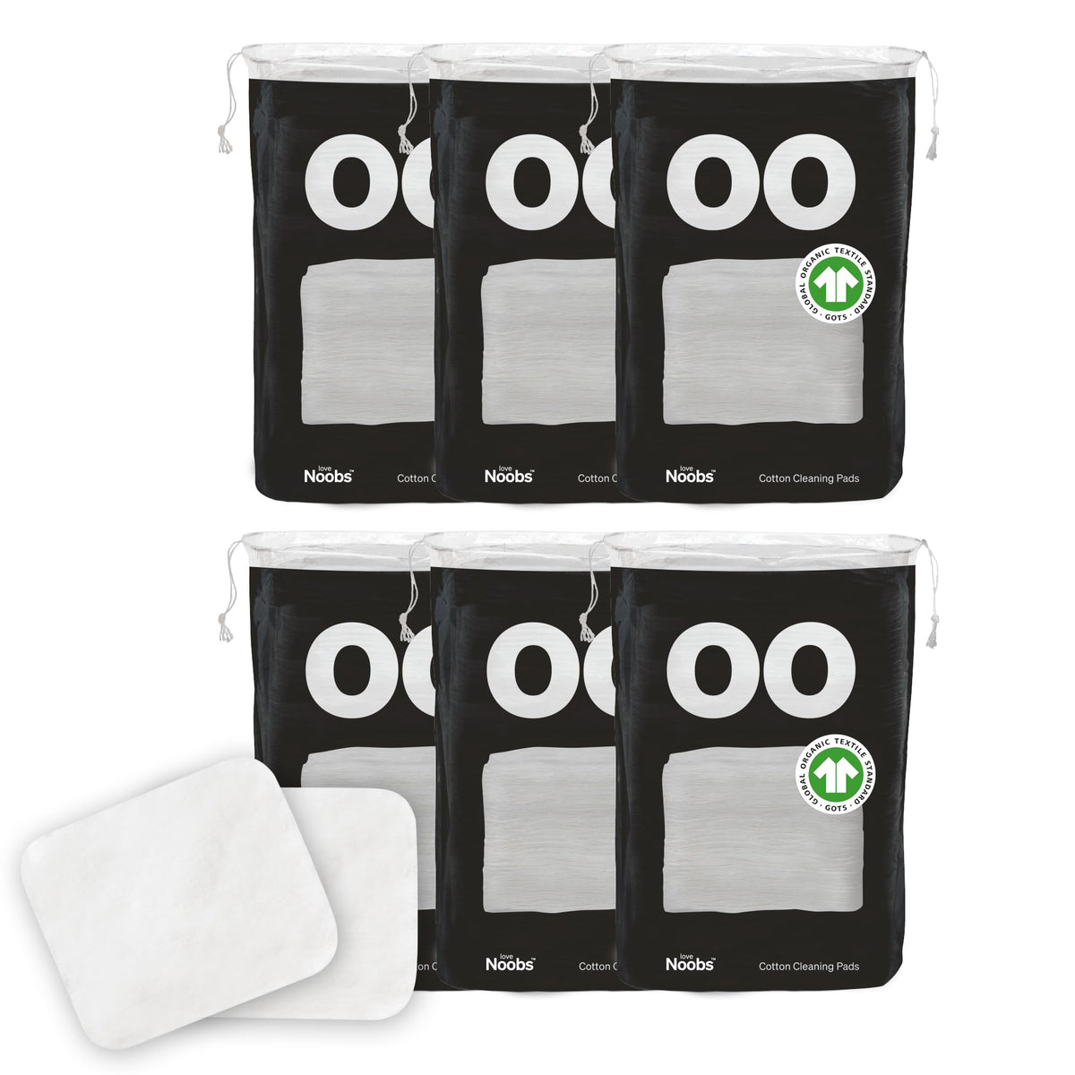 Love Noobs packaging with 360-count pads for diaper changes.