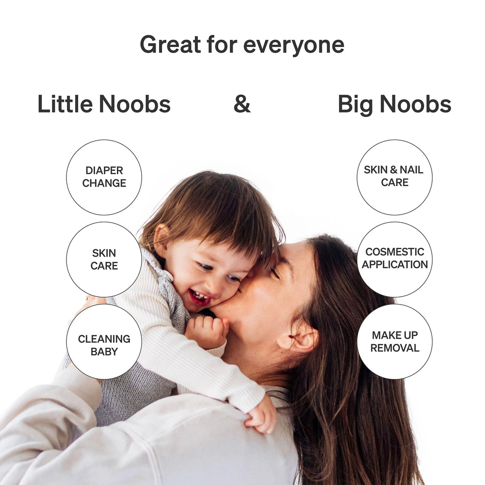Love Noobs extra-large 3.5x4.3 inch pads—thick, soft, and absorbent.
