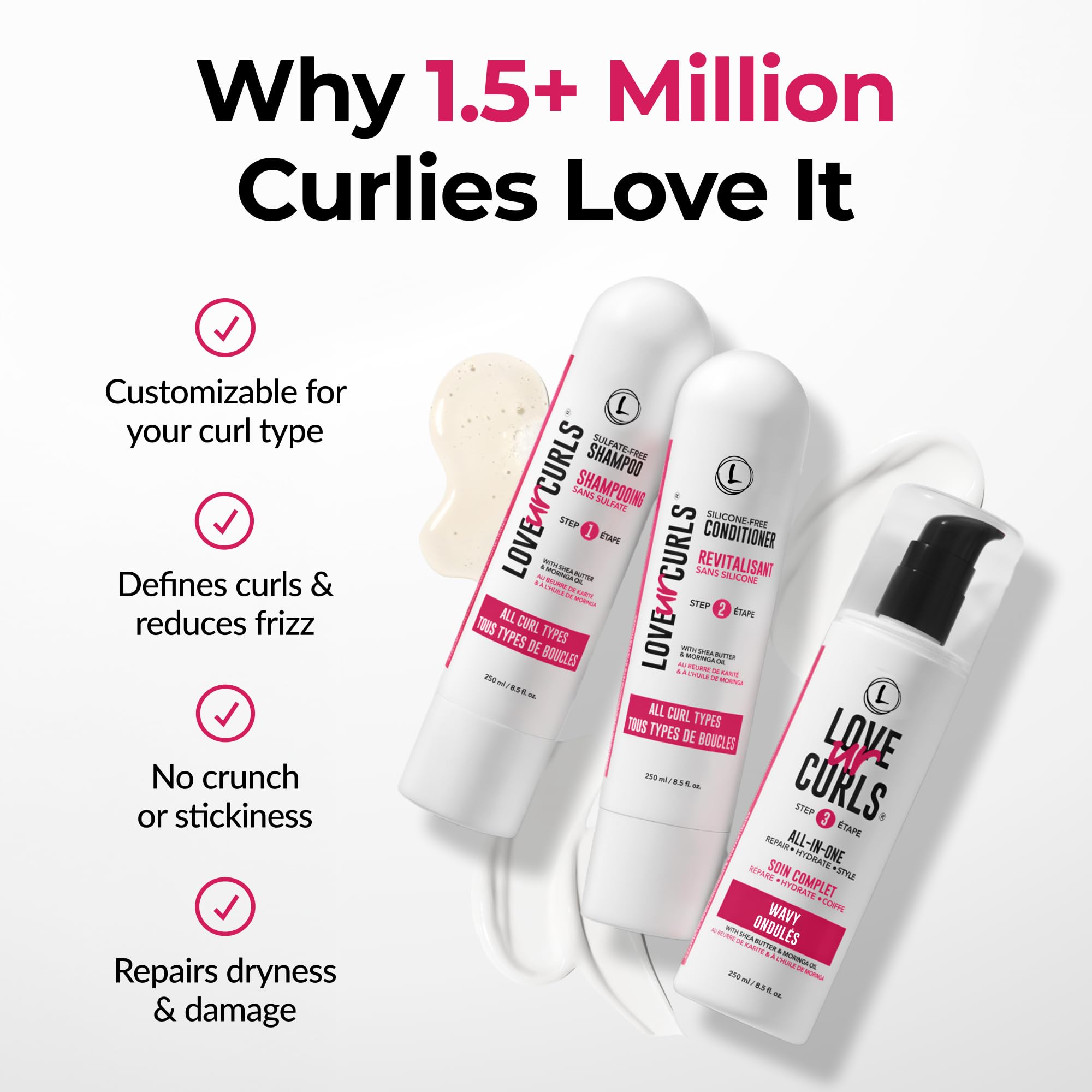 Love Ur Curls 3-step system pack shot for easy routine