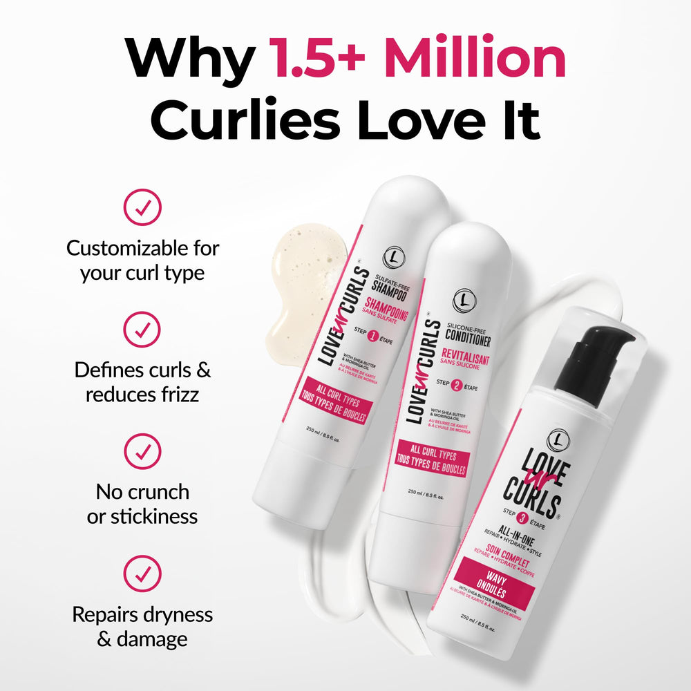 Love Ur Curls 3-step system pack shot for easy routine