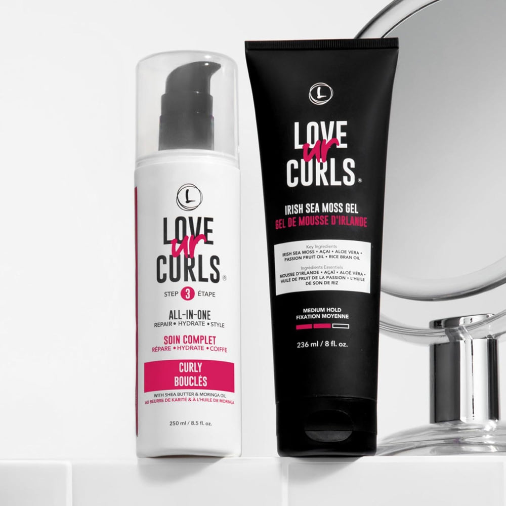 Love Ur Curls All-in-One Cream application on hair for soft shine.