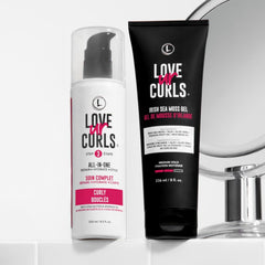 Love Ur Curls All-in-One Cream application on hair for soft shine.