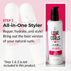Love Ur Curls All in One Curl Cream Styler pump close-up shows easy application and frizz control.