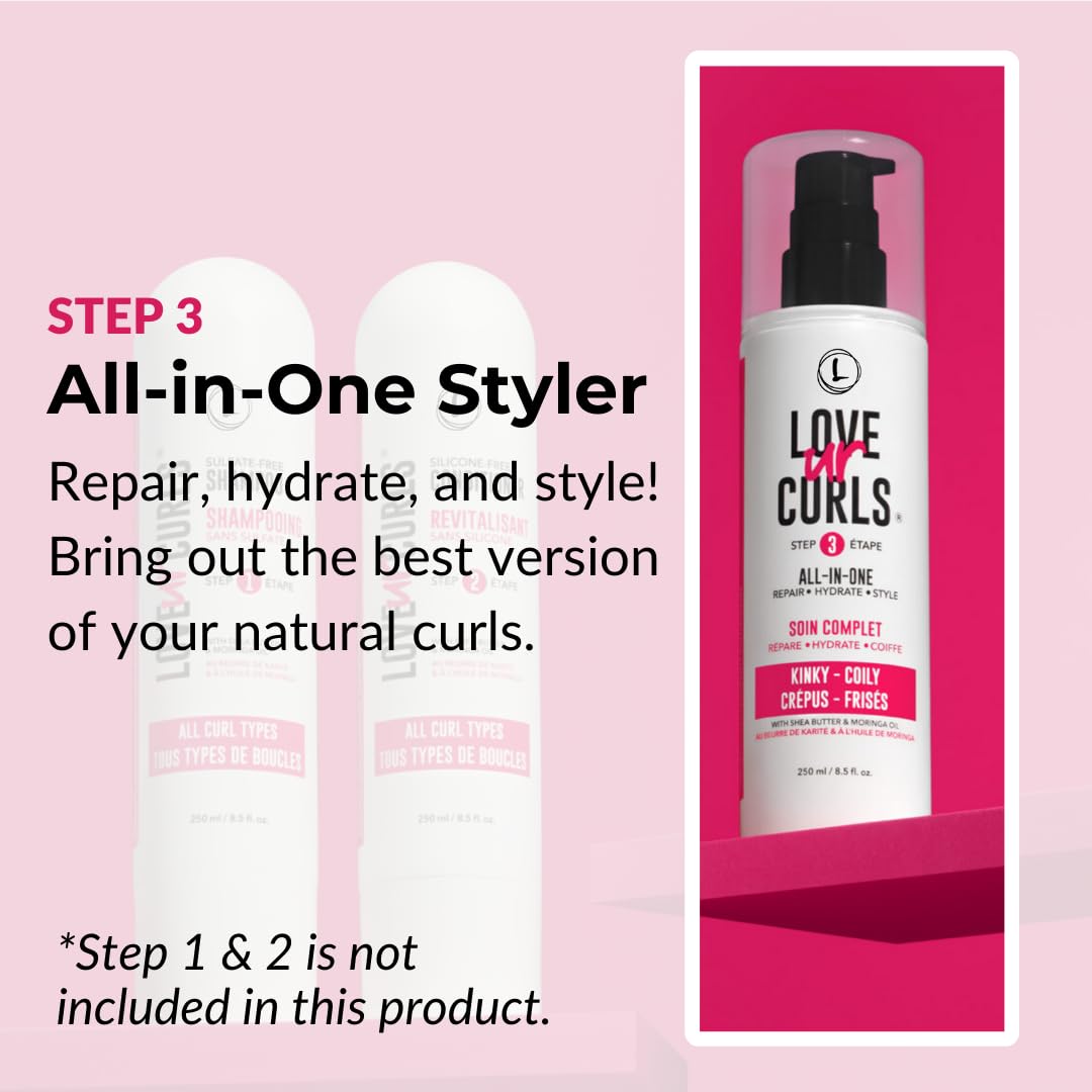 Love Ur Curls Kinky Coily All-in-One Curl Cream Styler being applied to coils for defined curls.