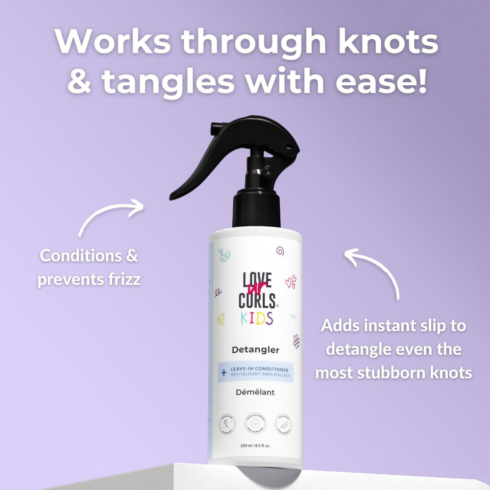 Love Ur Curls para niños, desenredado suave que reduce tirones al cepillar.