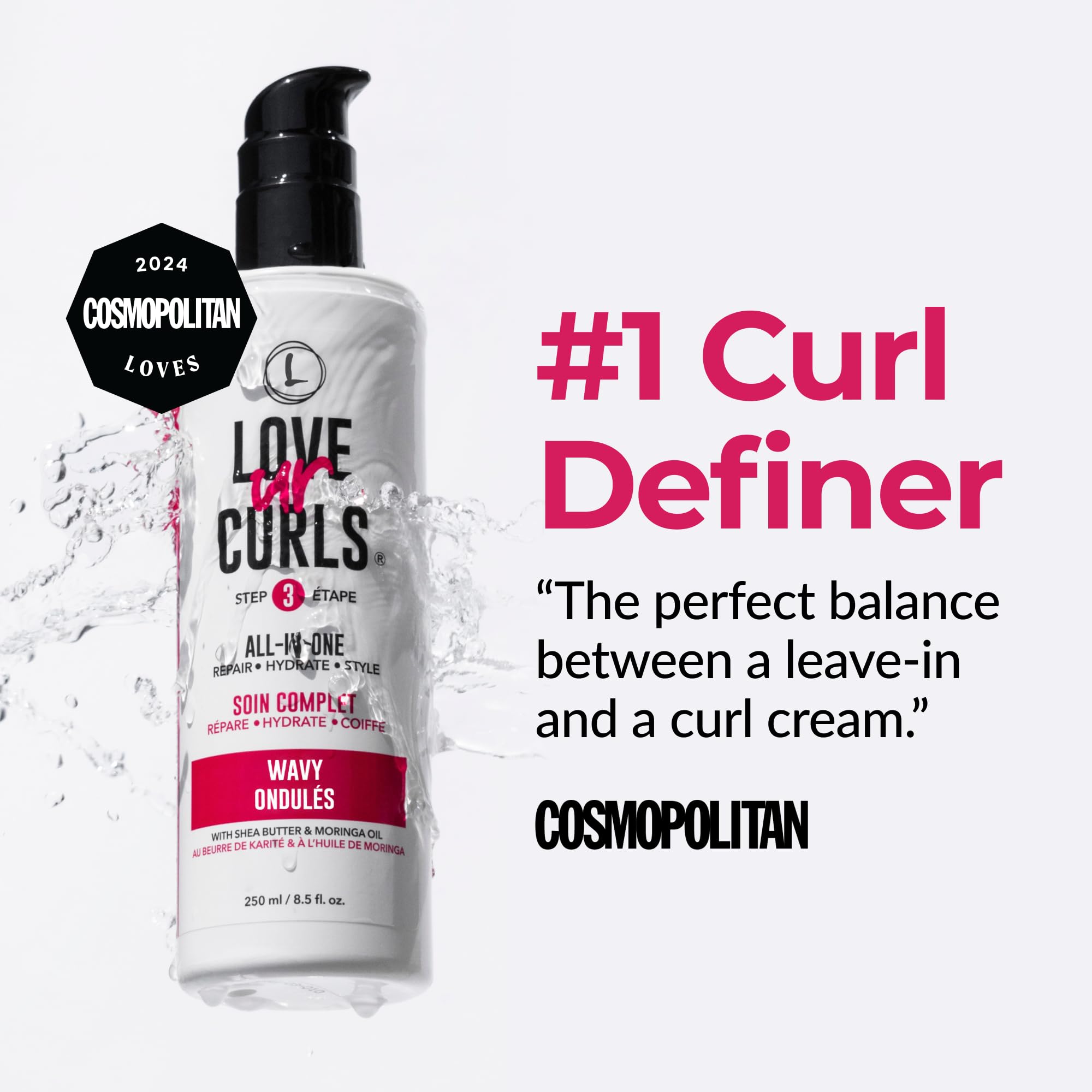 Love Ur Curls Shea Butter and Moringa nourish hair for shine.