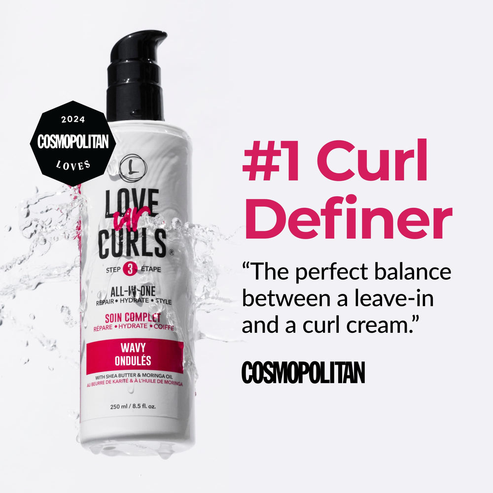 Love Ur Curls Shea Butter and Moringa nourish hair for shine.