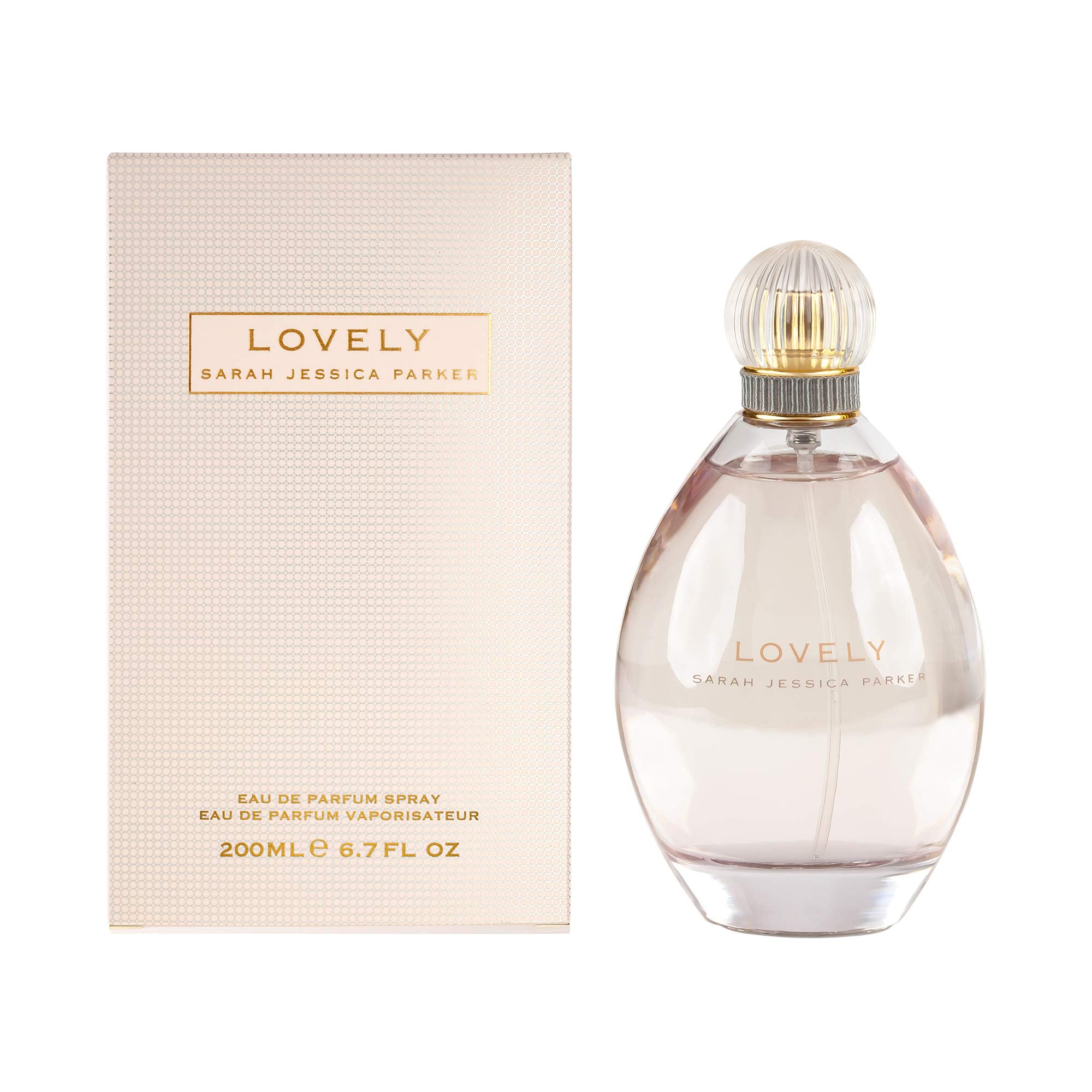 Lovely by SJP packaging with pink ribbon signaling elegant, gift-ready fragrance.