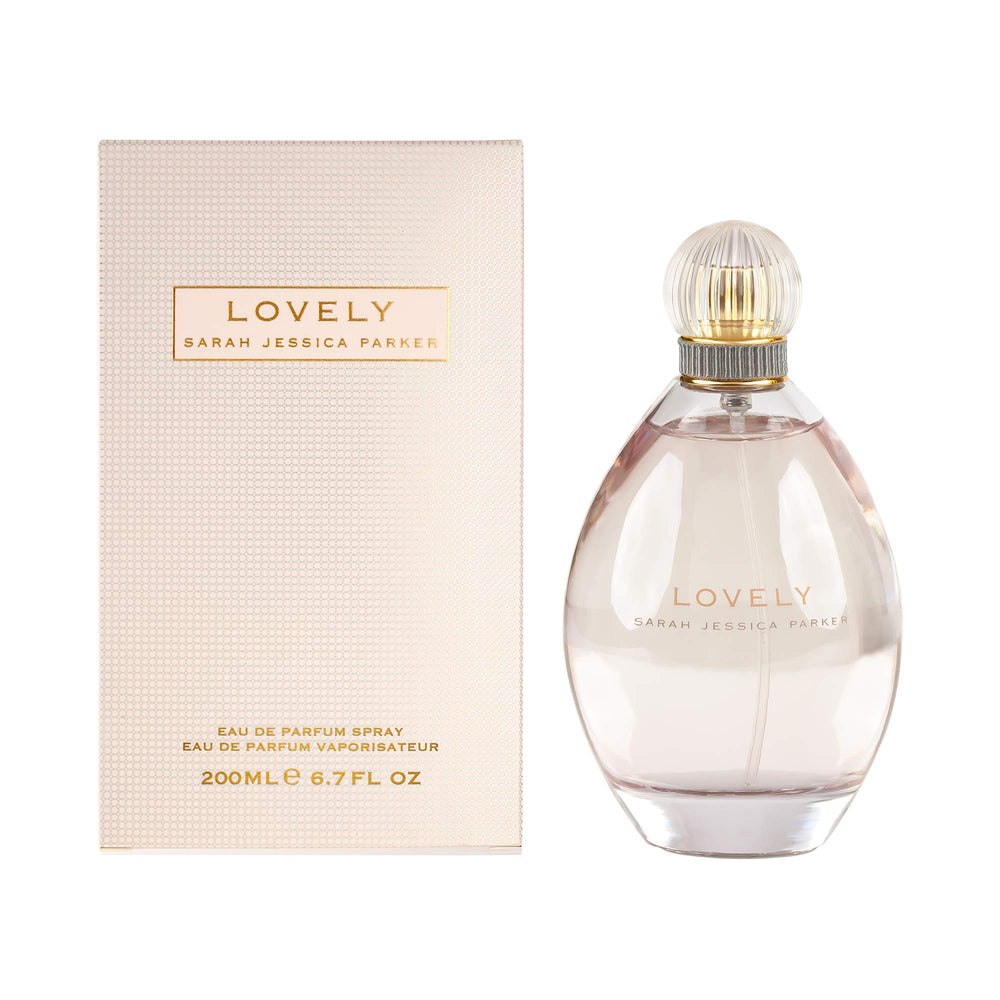 Lovely by SJP packaging with pink ribbon signaling elegant, gift-ready fragrance.