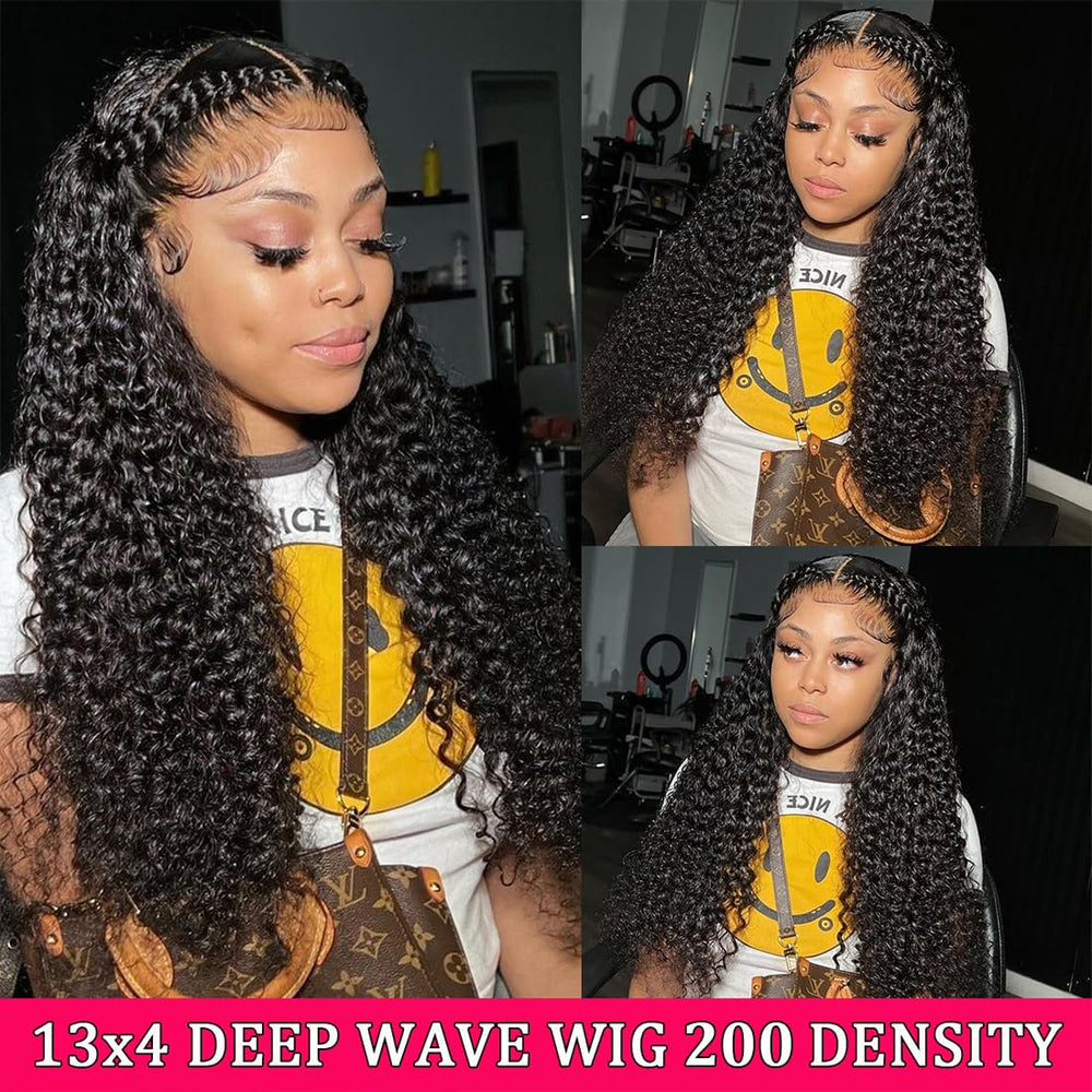 Lovelyworld Deep Wave Lace Front Wig 30-inch length for dramatic styling