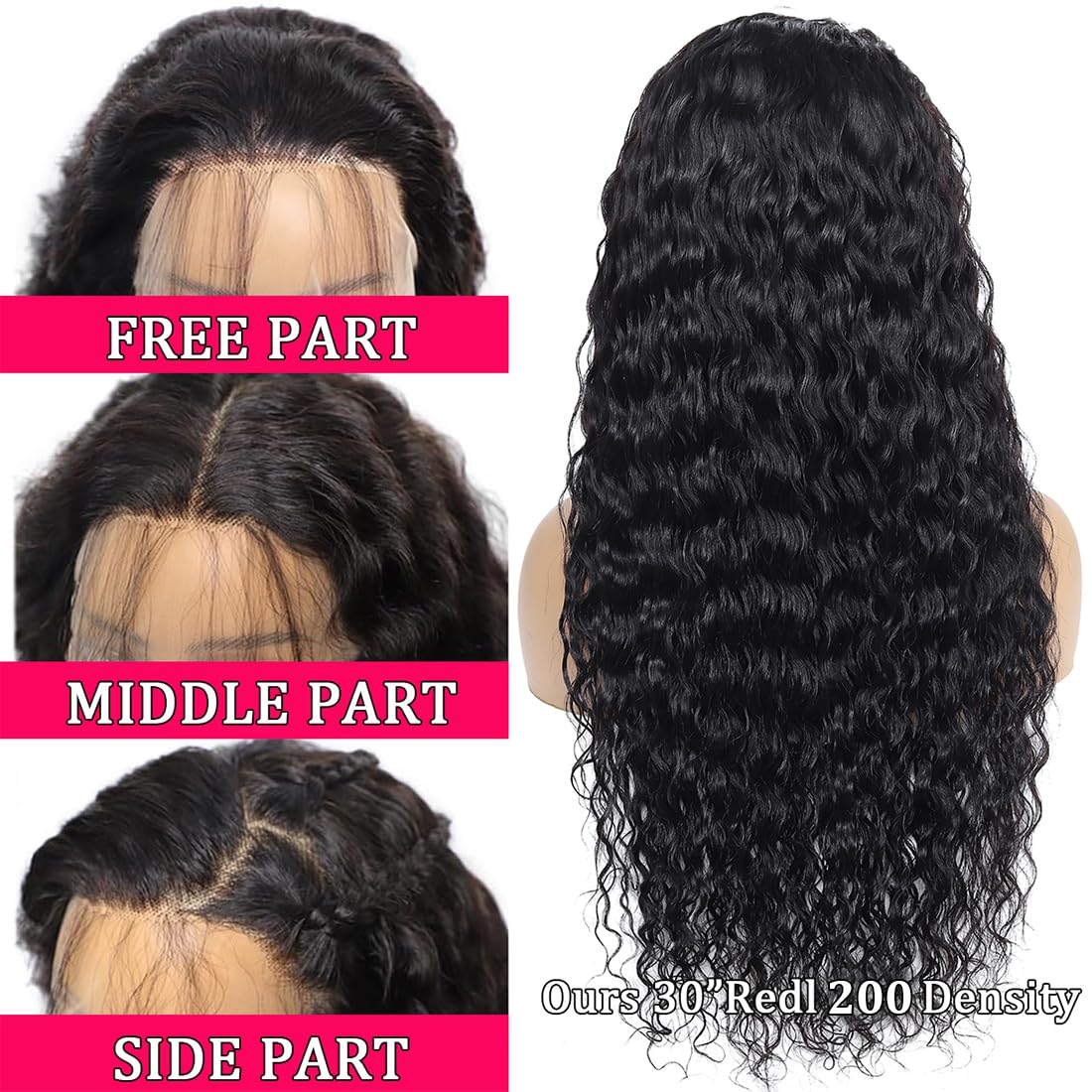 Lovelyworld Deep Wave Lace Front Wig adjustable cap with straps for secure fit