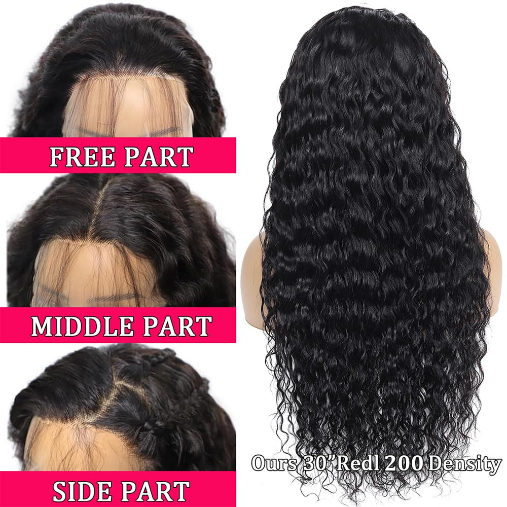Lovelyworld Deep Wave Lace Front Wig adjustable cap with straps for secure fit