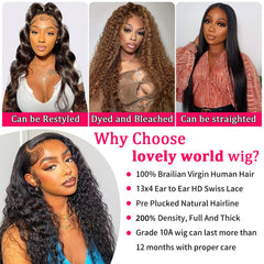Lovelyworld Deep Wave Lace Front Wig pre-plucked baby hair for natural blending