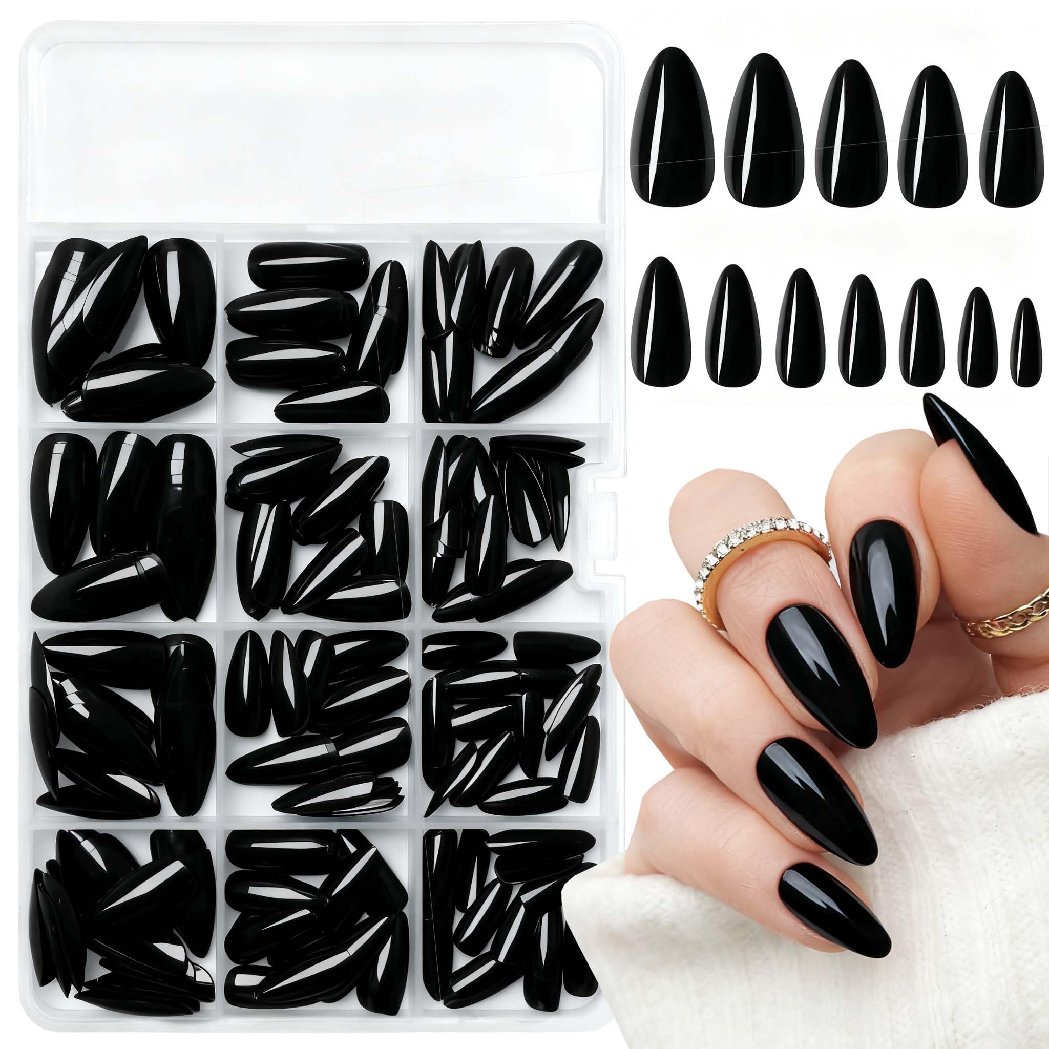LoveOurHome almond press-on nails box front for quick at-home manicure.
